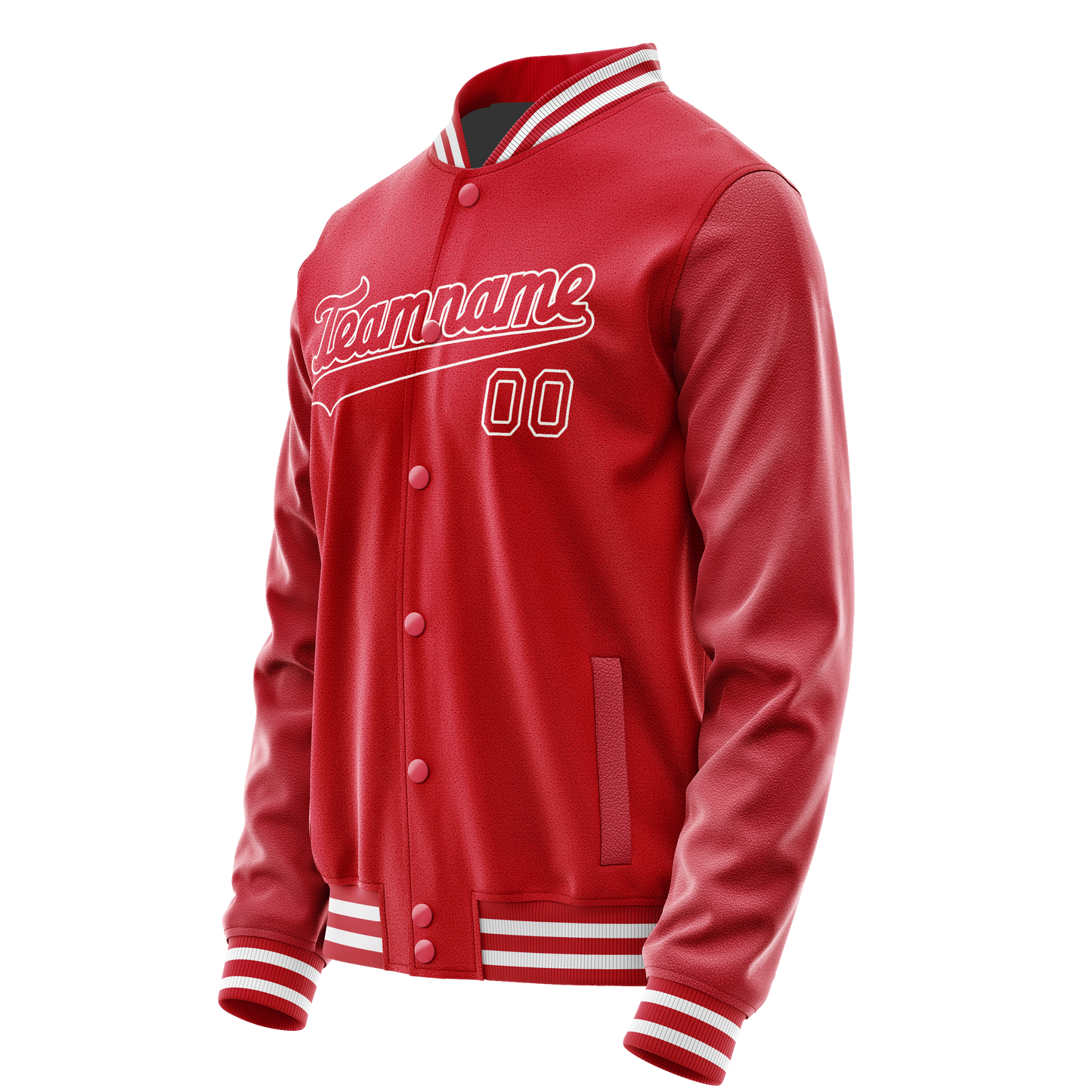 Custom Red White Solid Color Varsity Letterman Jacket