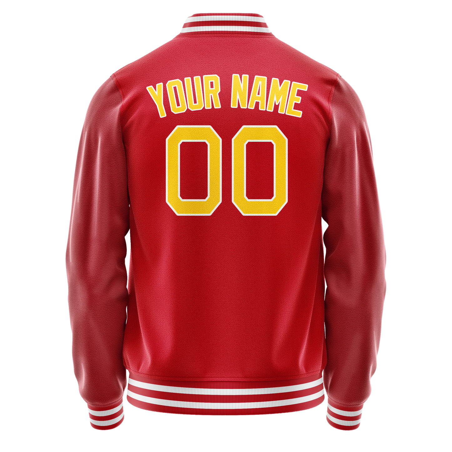 Custom Red Gold Solid Color Varsity Letterman Jacket