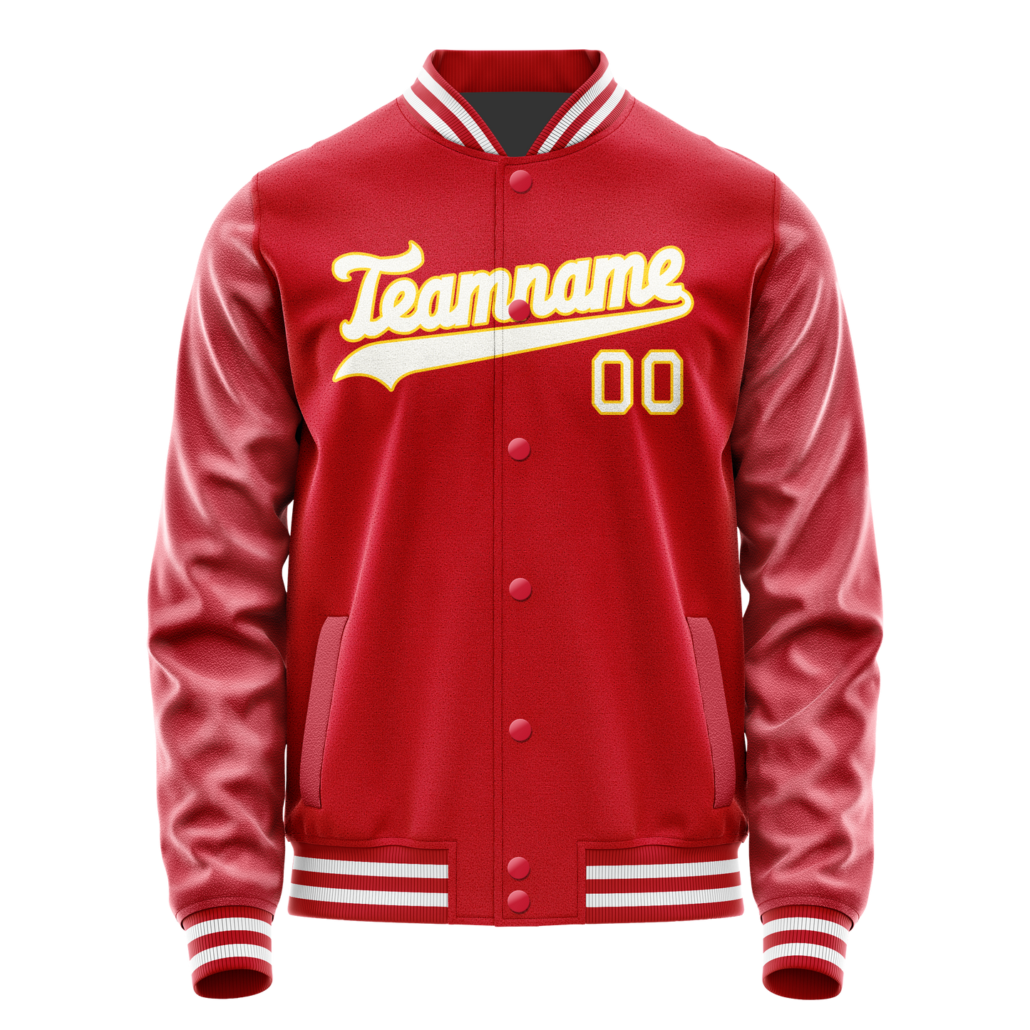 Custom Red Gold Solid Color Varsity Letterman Jacket