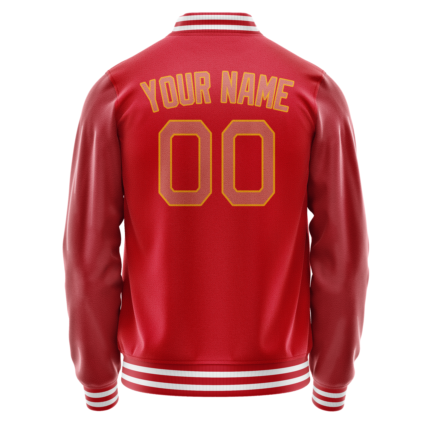 Custom Red Cream Solid Color Varsity Letterman Jacket