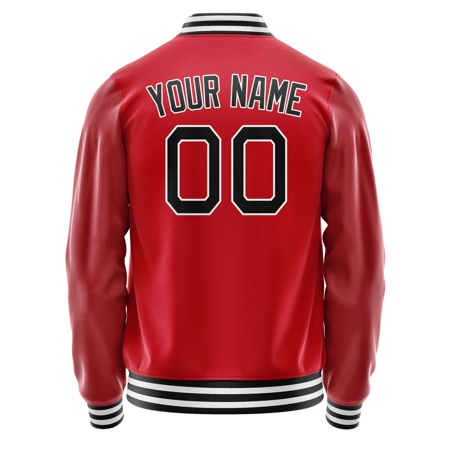 Custom Red Black Solid Color Varsity Letterman Jacket