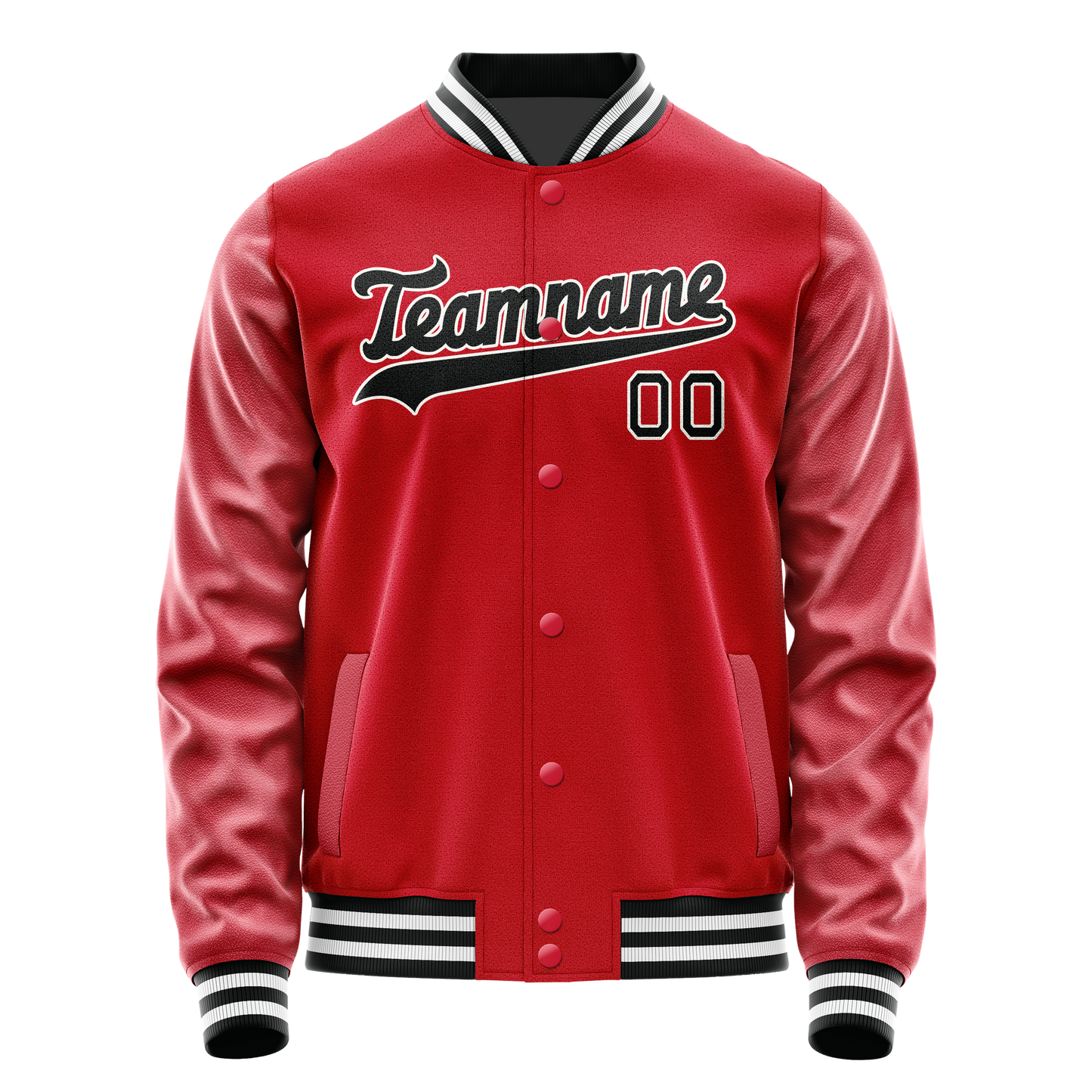Custom Red Black Solid Color Varsity Letterman Jacket