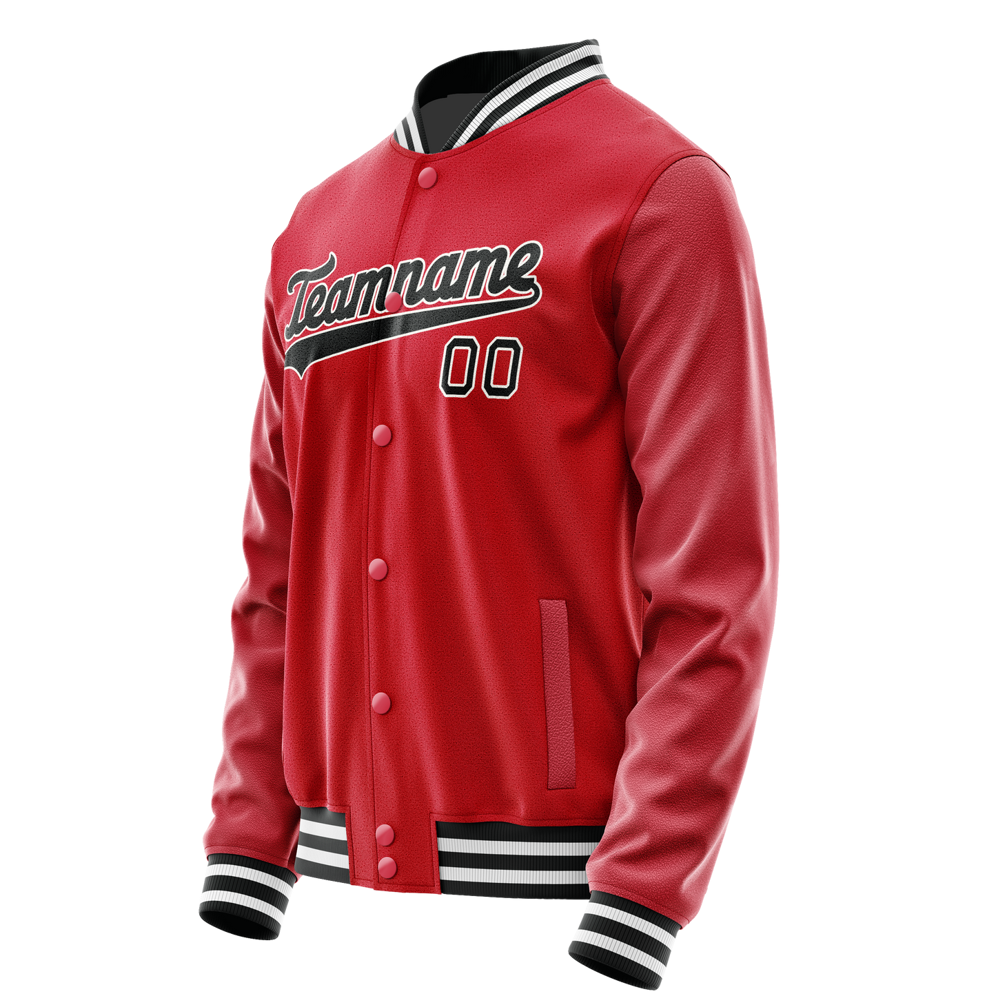 Custom Red Black Solid Color Varsity Letterman Jacket