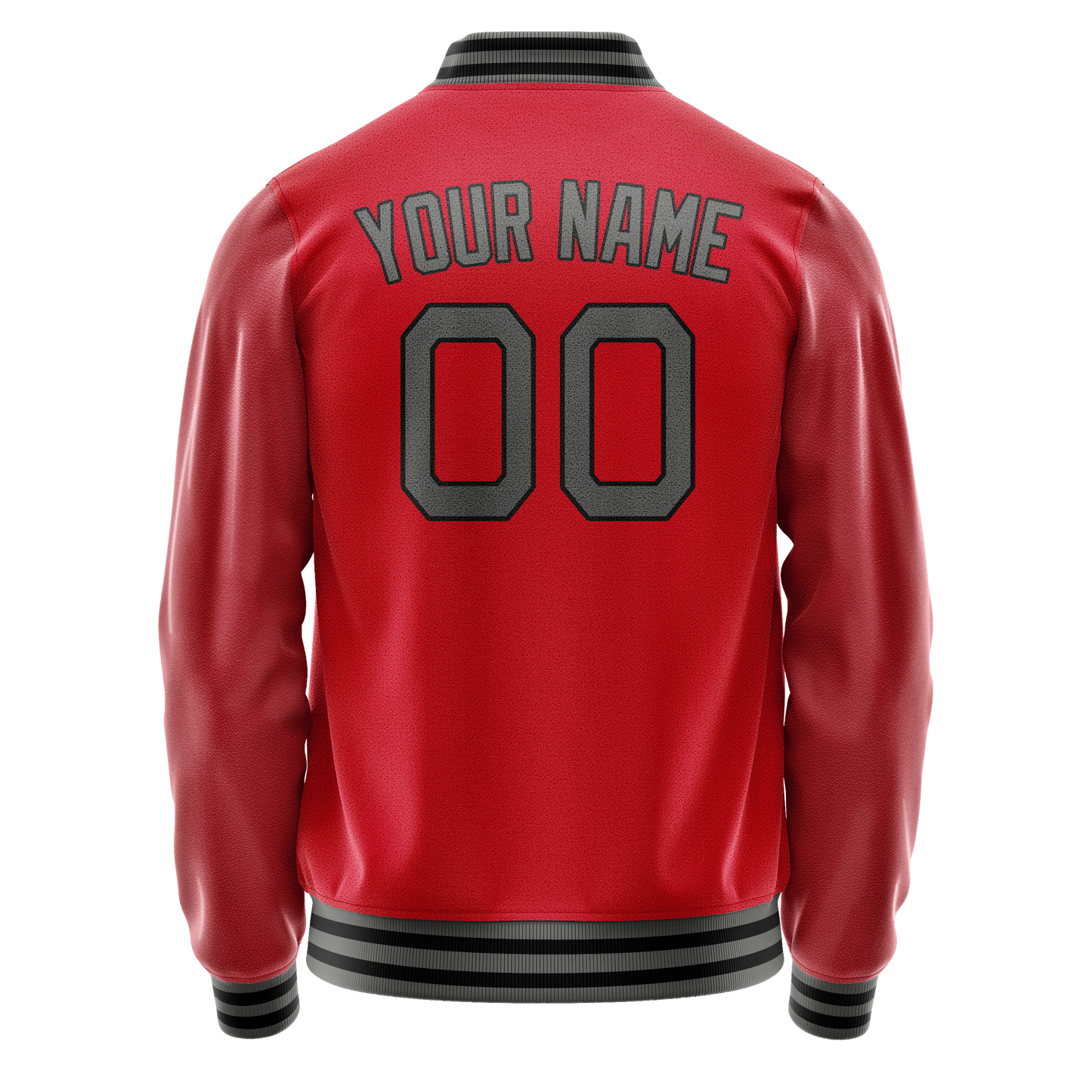 Custom Red Gray Solid Color Varsity Letterman Jacket