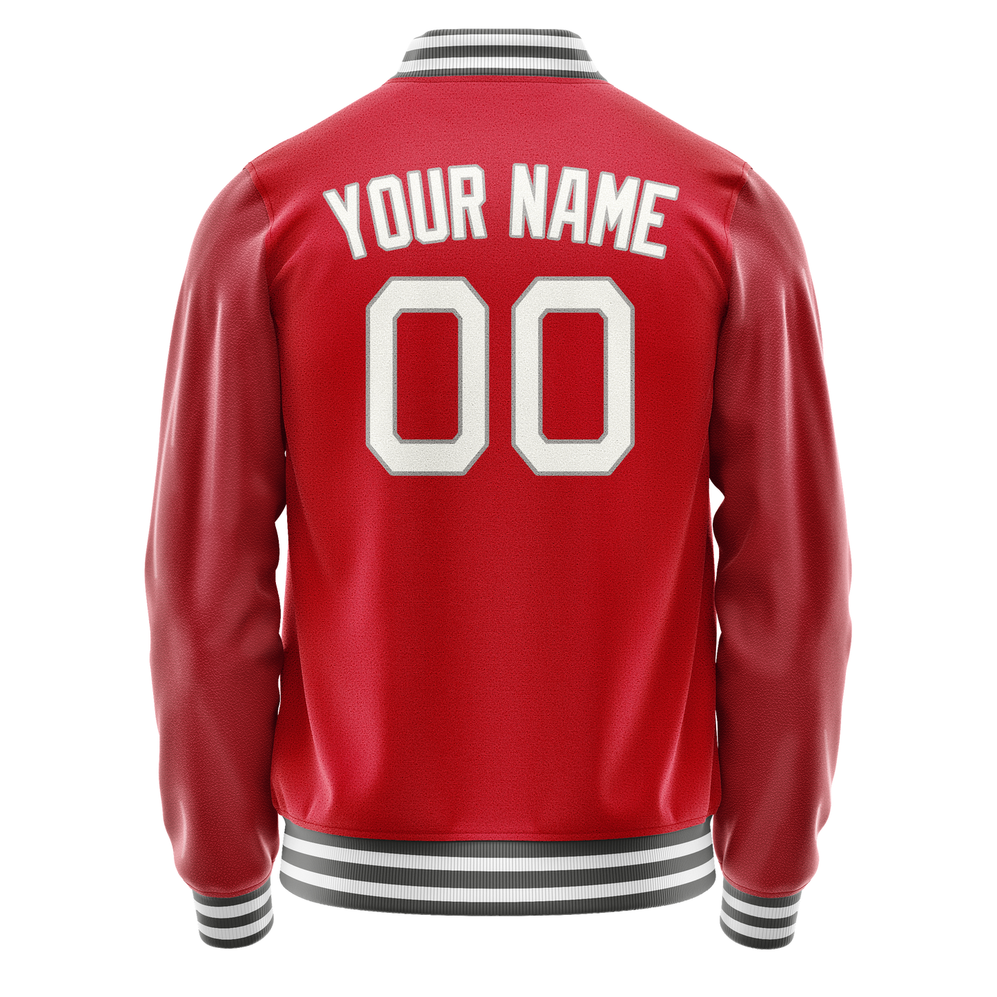 Custom Red Gray Solid Color Varsity Letterman Jacket