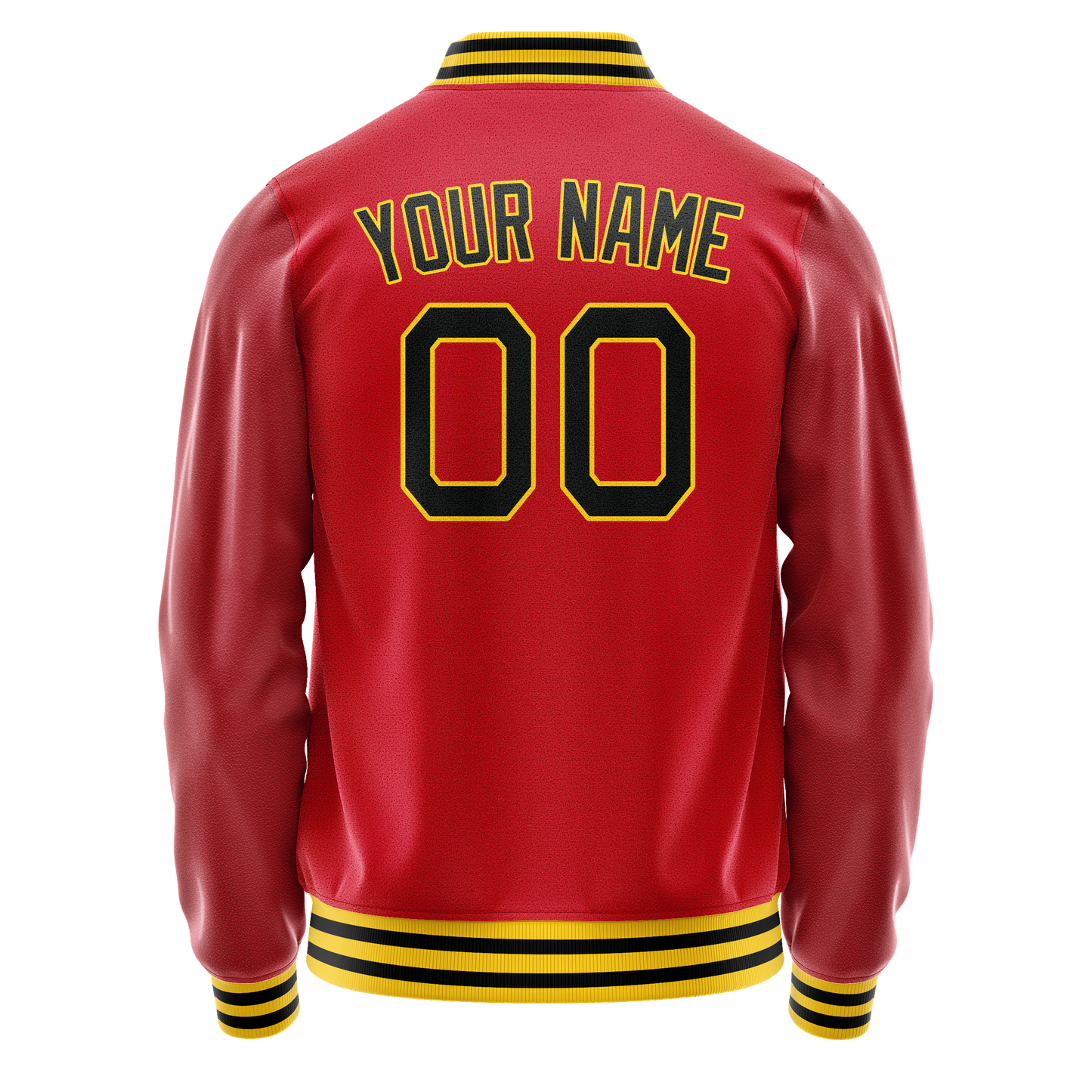 Custom Red Black Solid Color Varsity Letterman Jacket