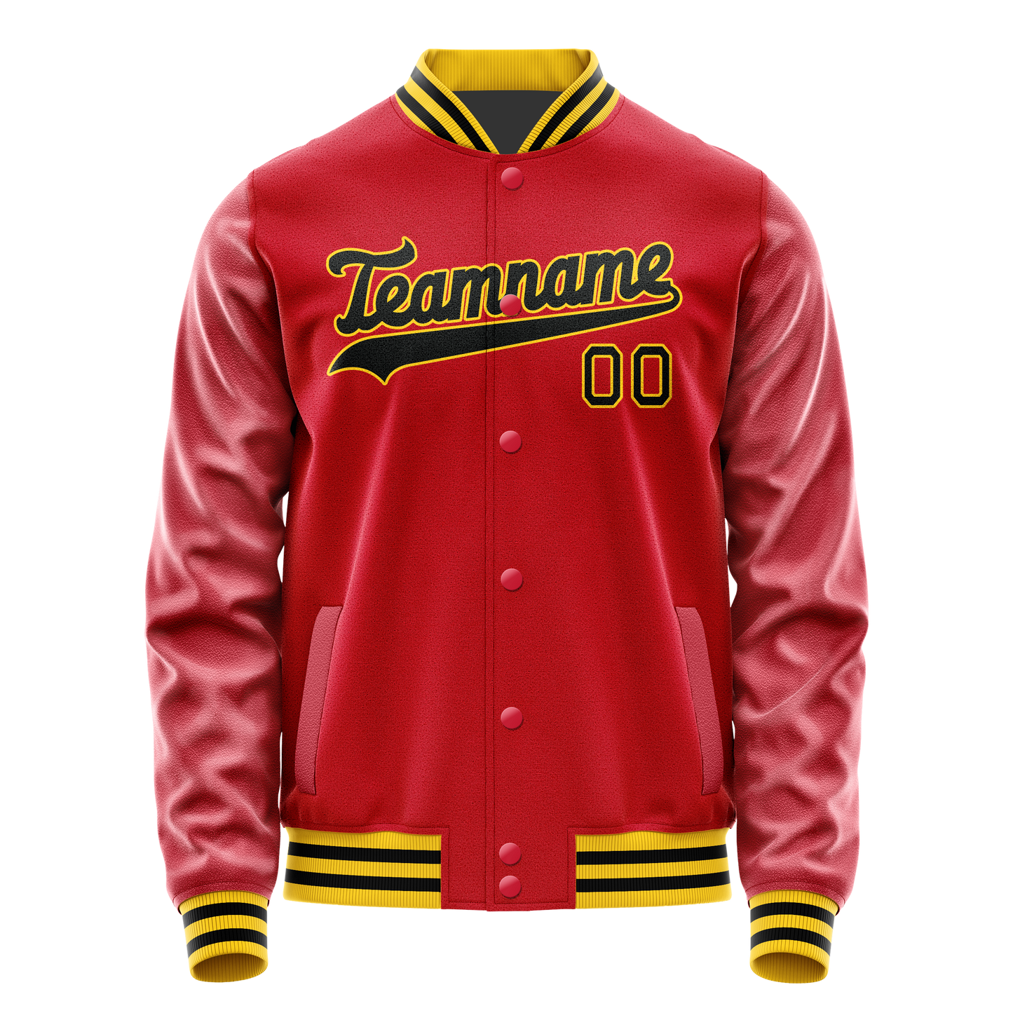 Custom Red Black Solid Color Varsity Letterman Jacket