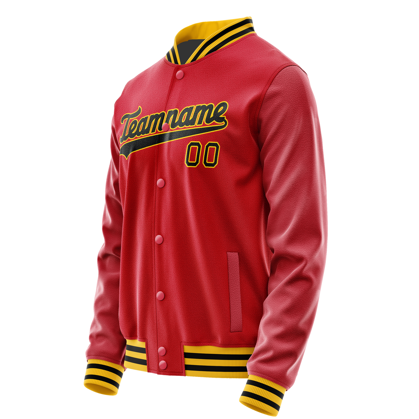 Custom Red Black Solid Color Varsity Letterman Jacket