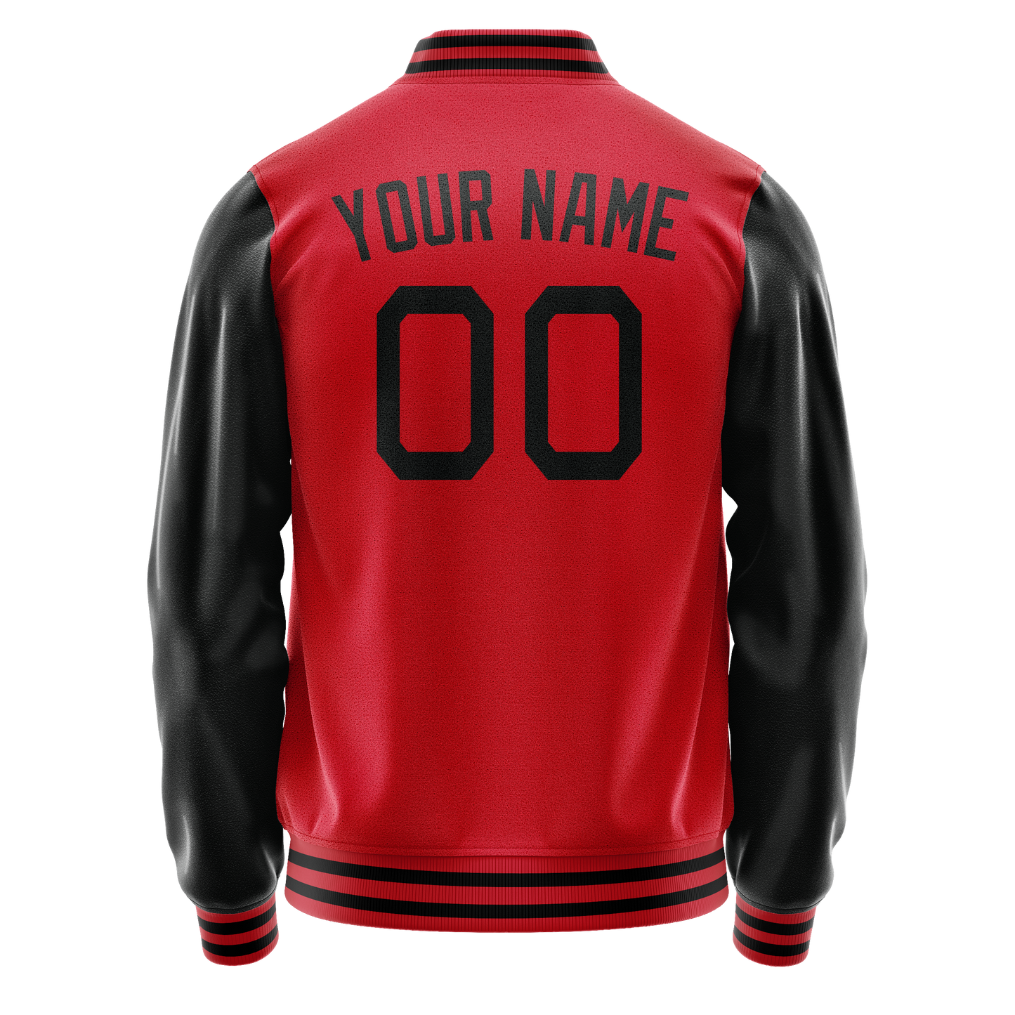 Custom Red Black Solid Color Varsity Letterman Jacket