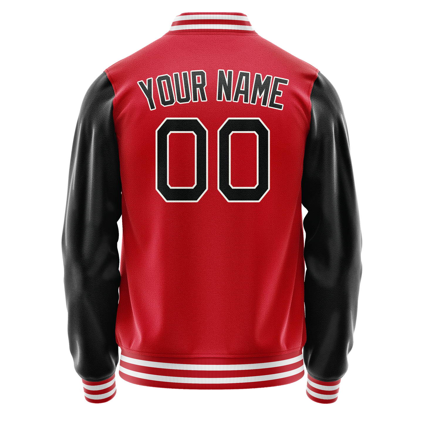 Custom Red Black Solid Color Varsity Letterman Jacket