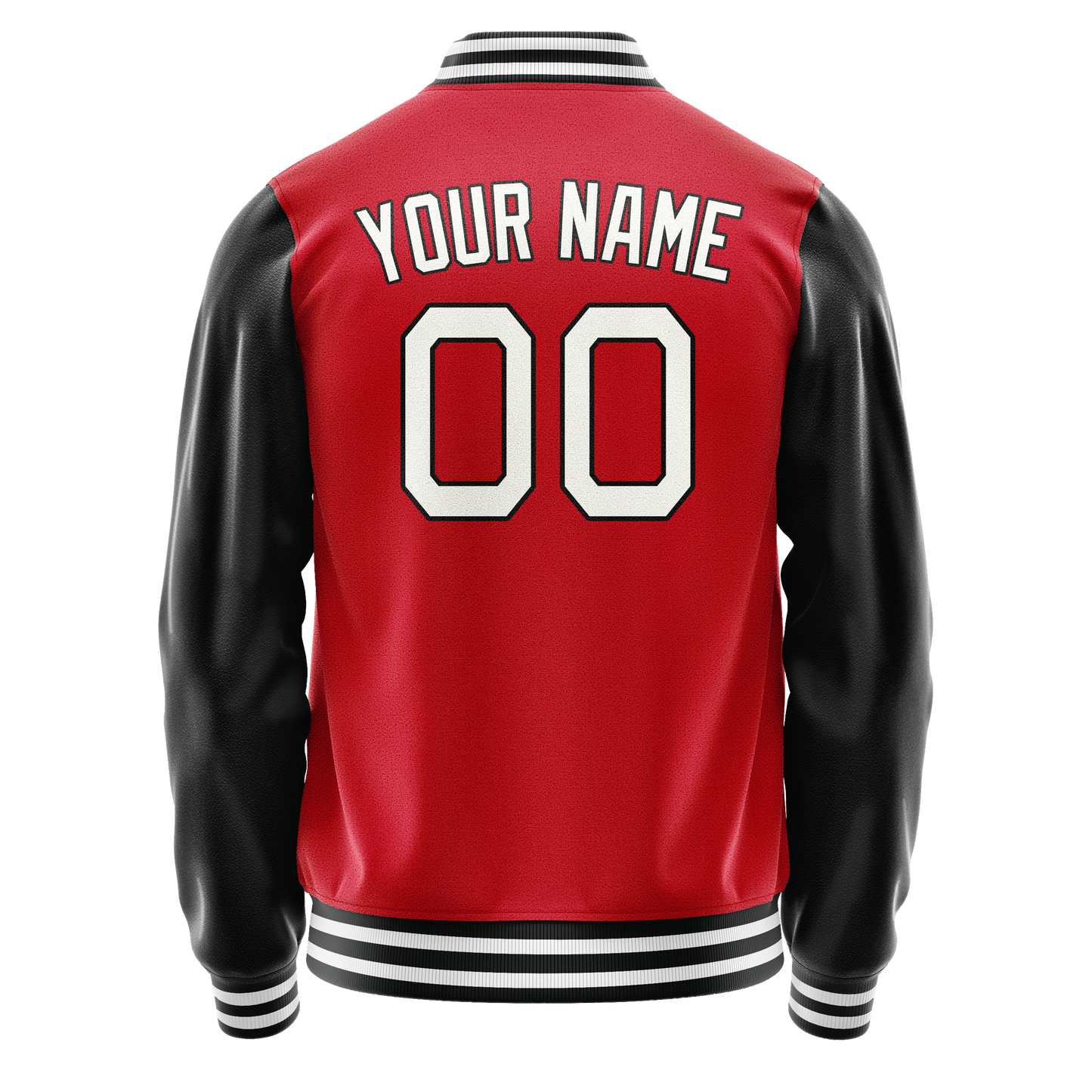 Custom Red Black Solid Color Varsity Letterman Jacket