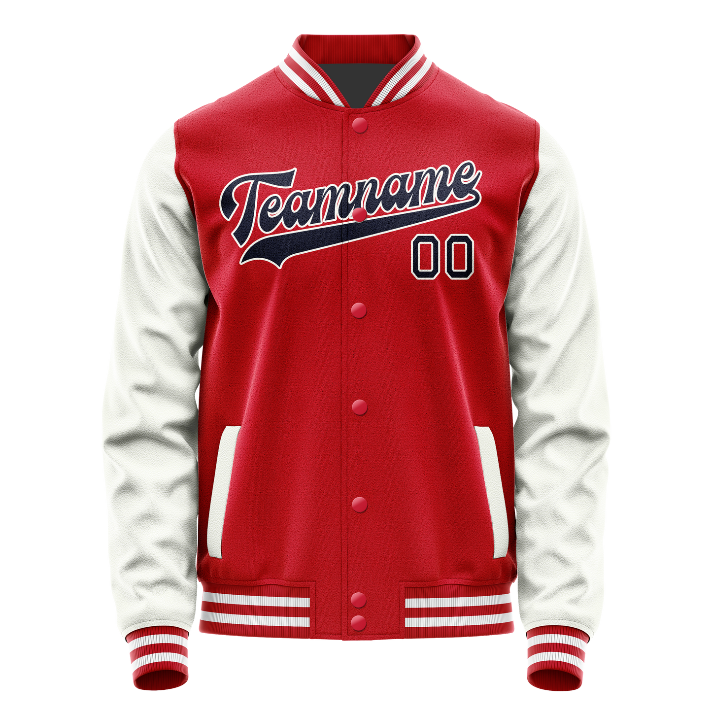 Custom Red White Solid Color Varsity Letterman Jacket