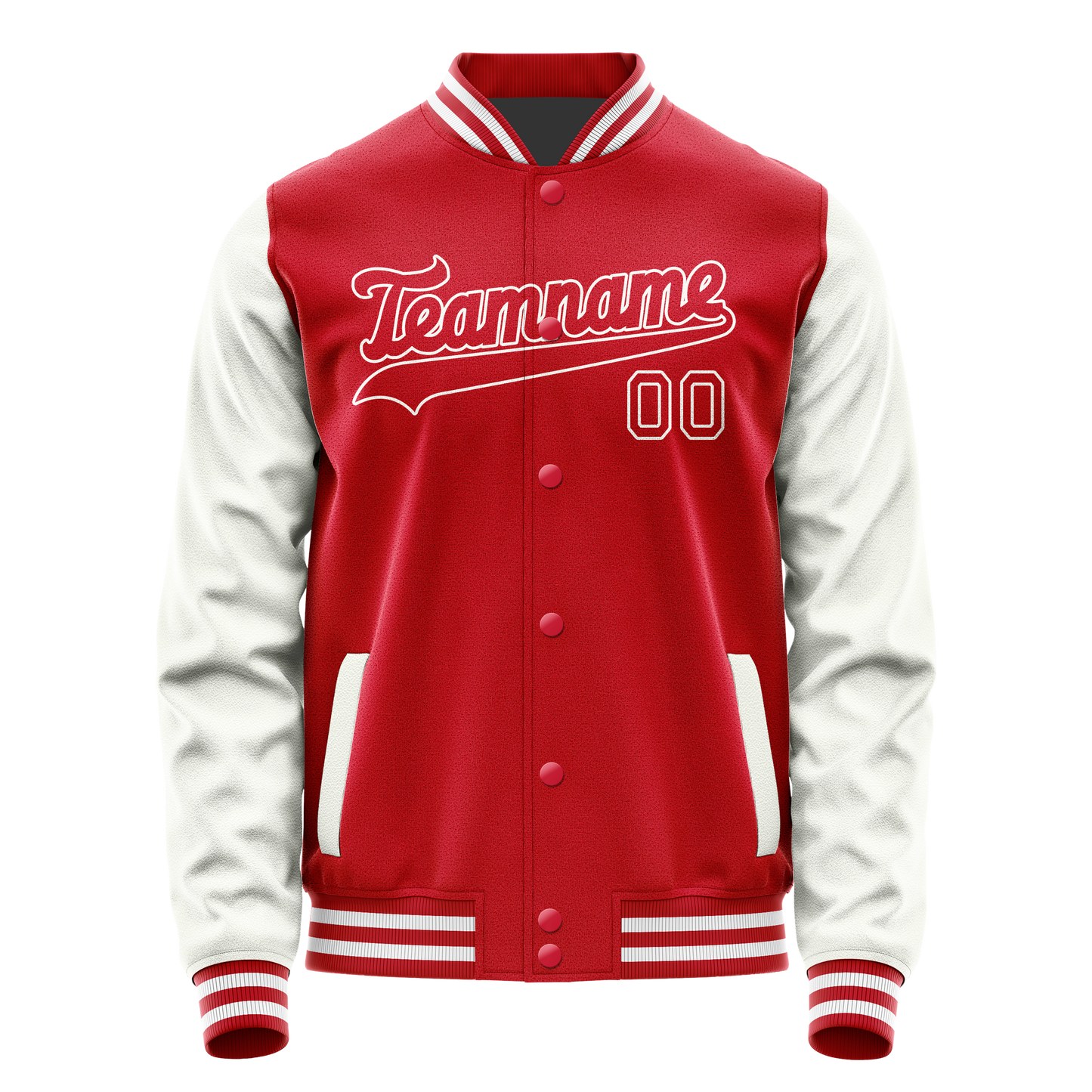 Custom Red White Solid Color Varsity Letterman Jacket