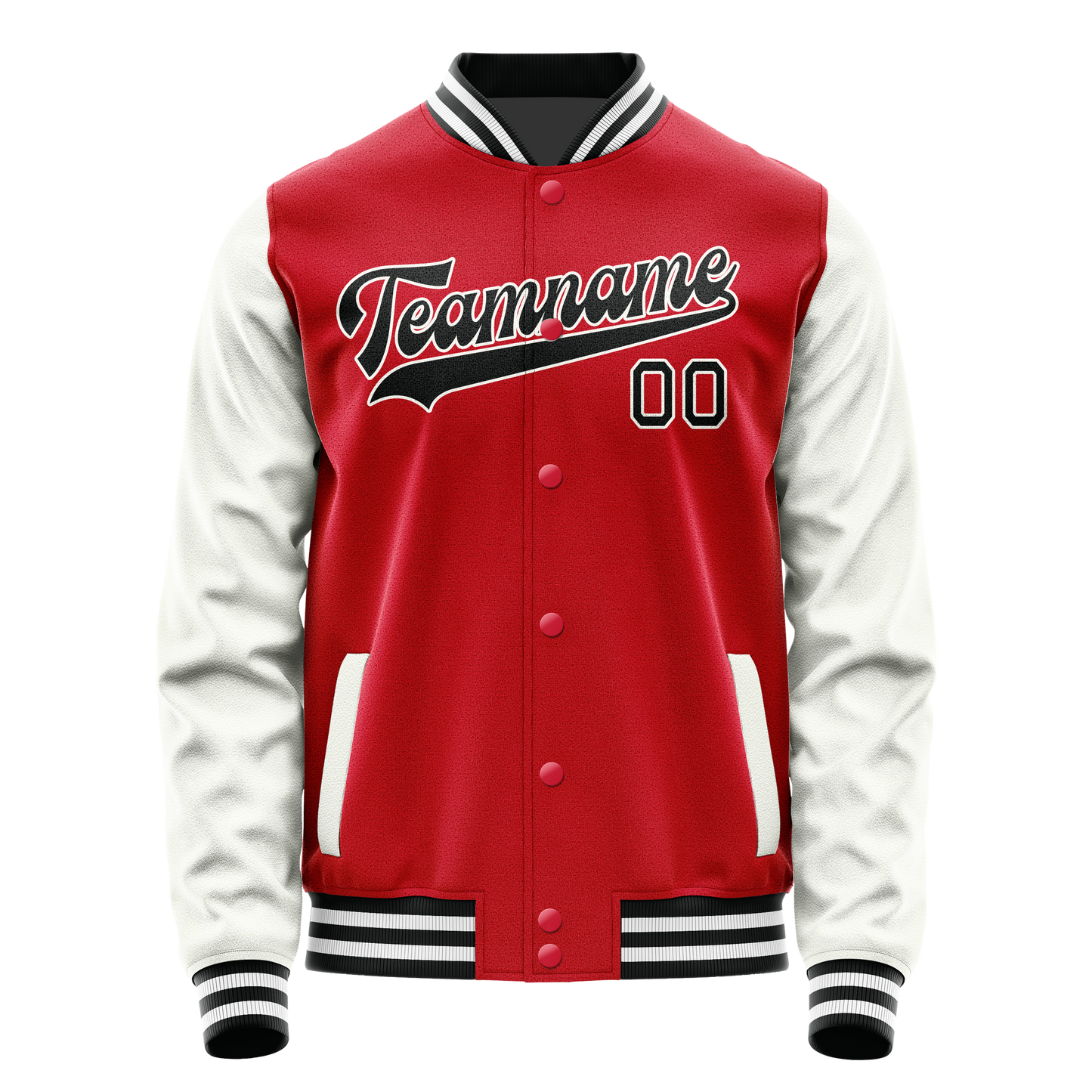 Custom Red White Solid Color Varsity Letterman Jacket