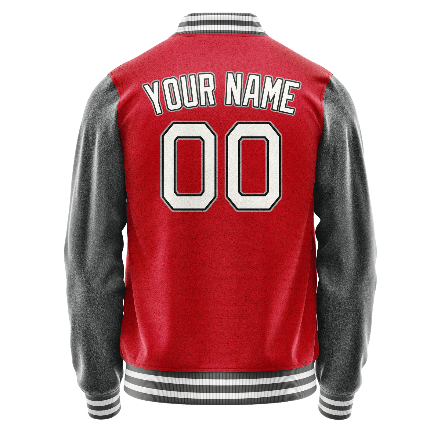 Custom Red Gray Solid Color Varsity Letterman Jacket