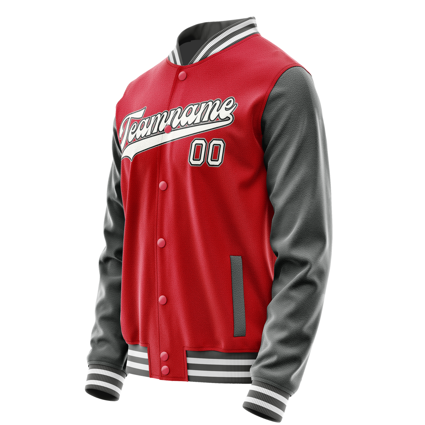 Custom Red Gray Solid Color Varsity Letterman Jacket