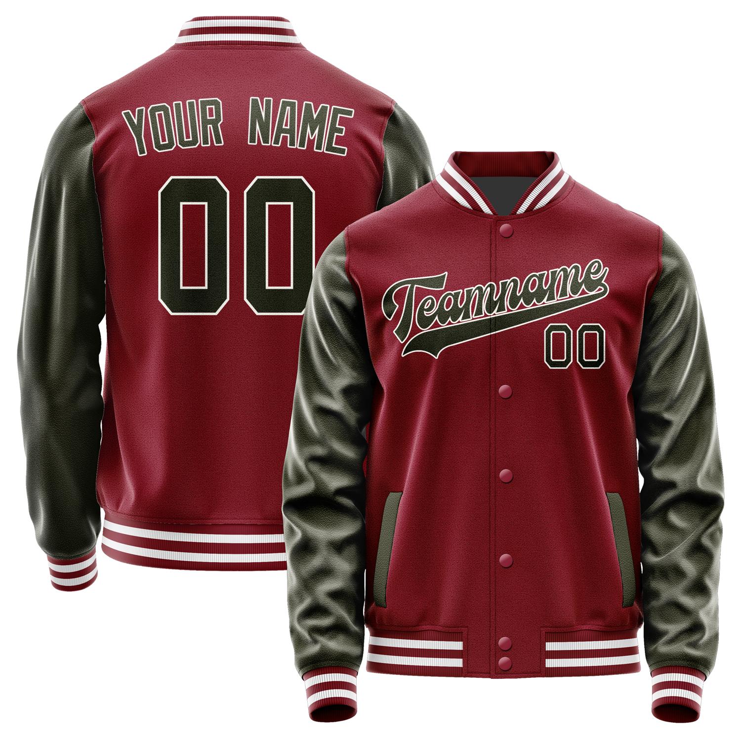 Custom Crimson Red Olive Jacket JA1515021518B31802