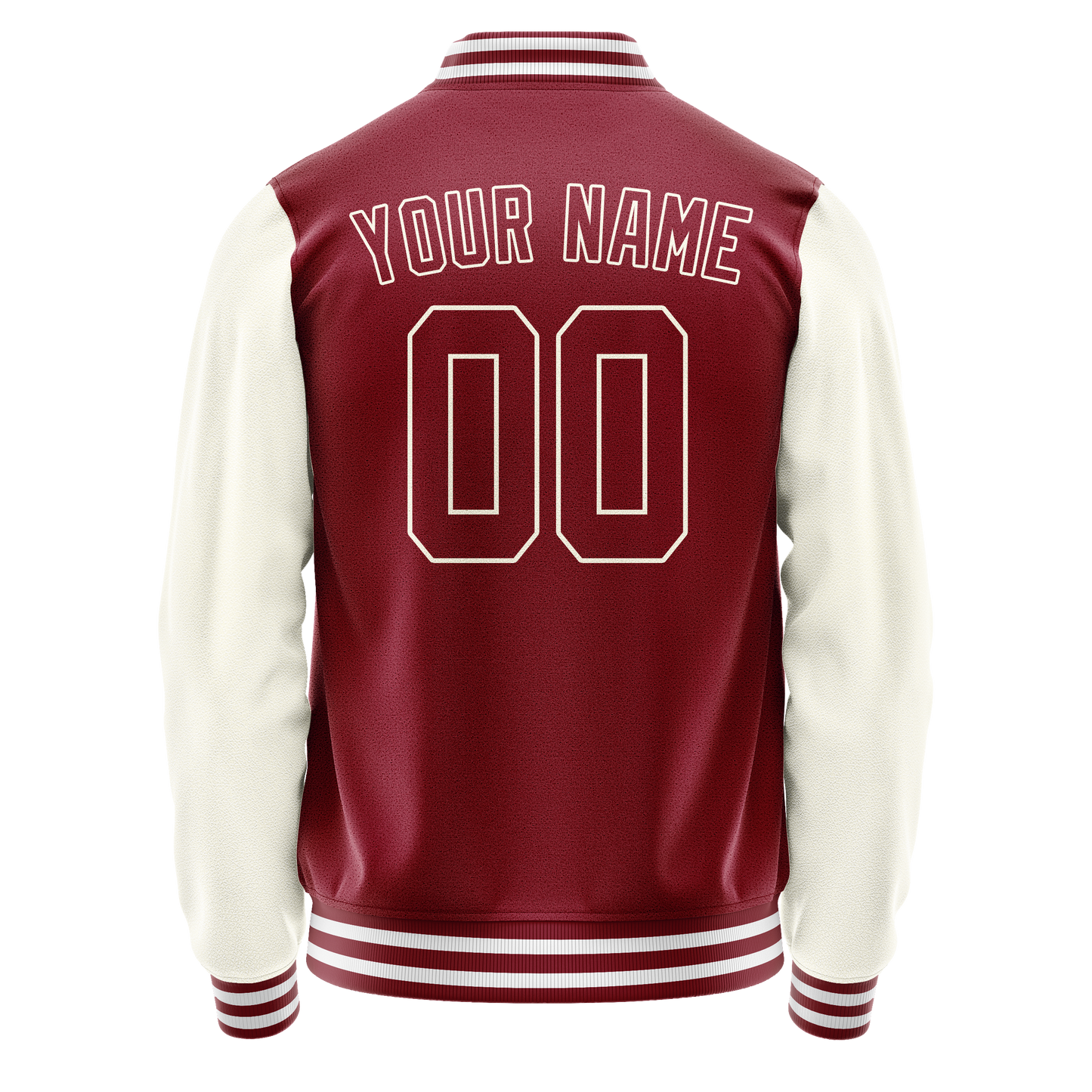 Custom Crimson Cream Solid Color Varsity Letterman Jacket