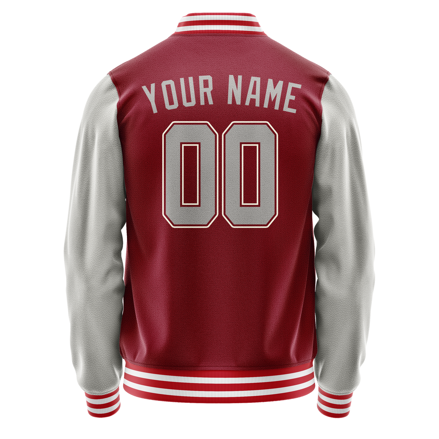 Custom Crimson Gray Solid Color Varsity Letterman Jacket
