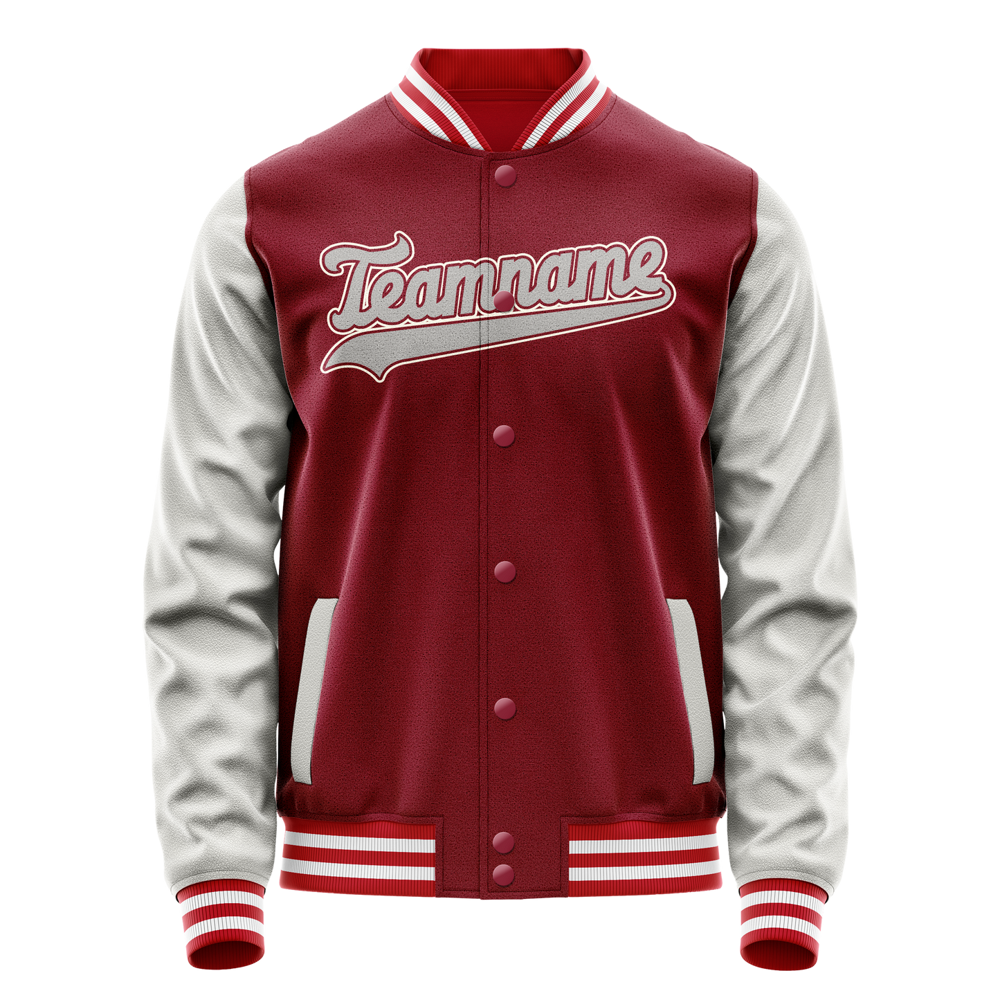Custom Crimson Gray Solid Color Varsity Letterman Jacket
