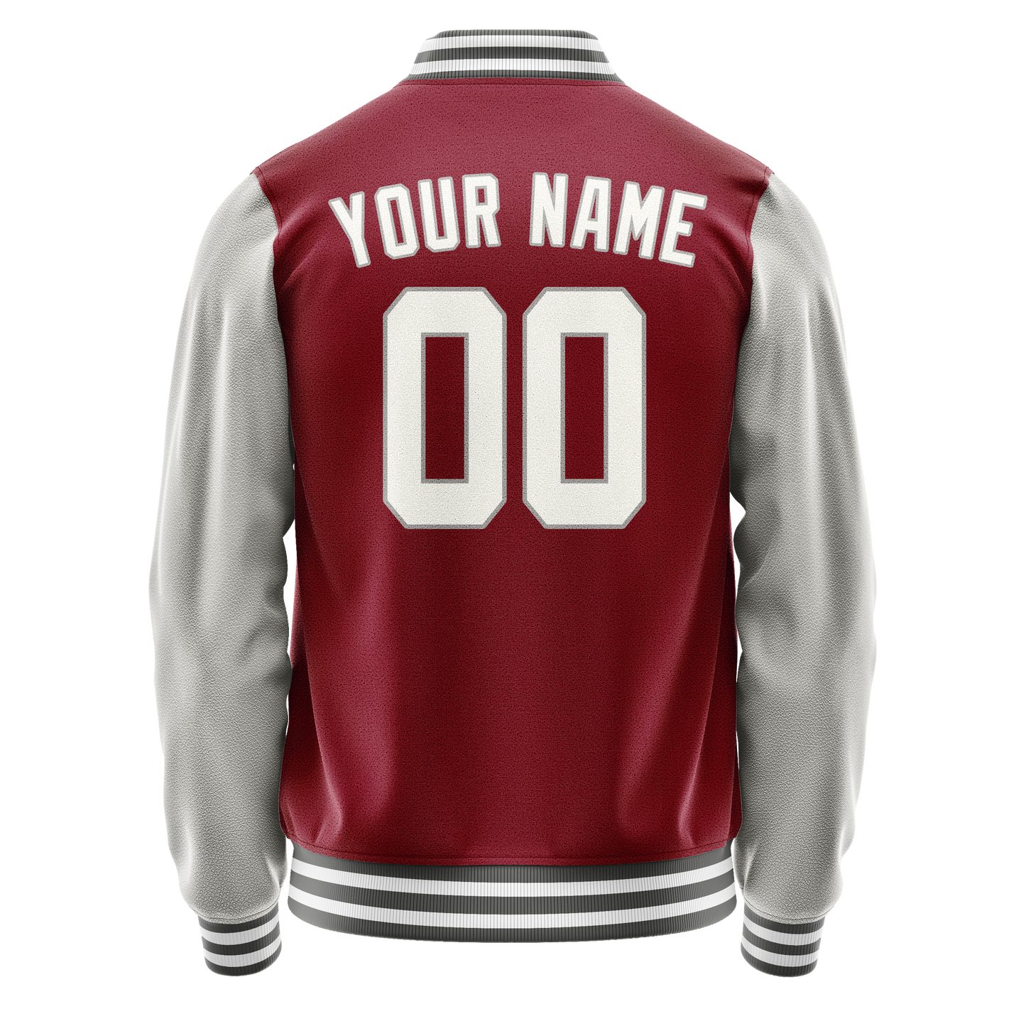 Custom Crimson Gray Solid Color Varsity Letterman Jacket