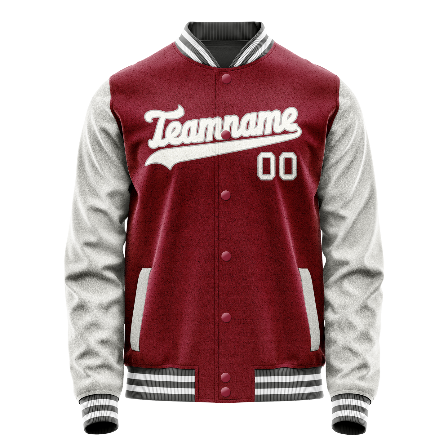 Custom Crimson Gray Solid Color Varsity Letterman Jacket