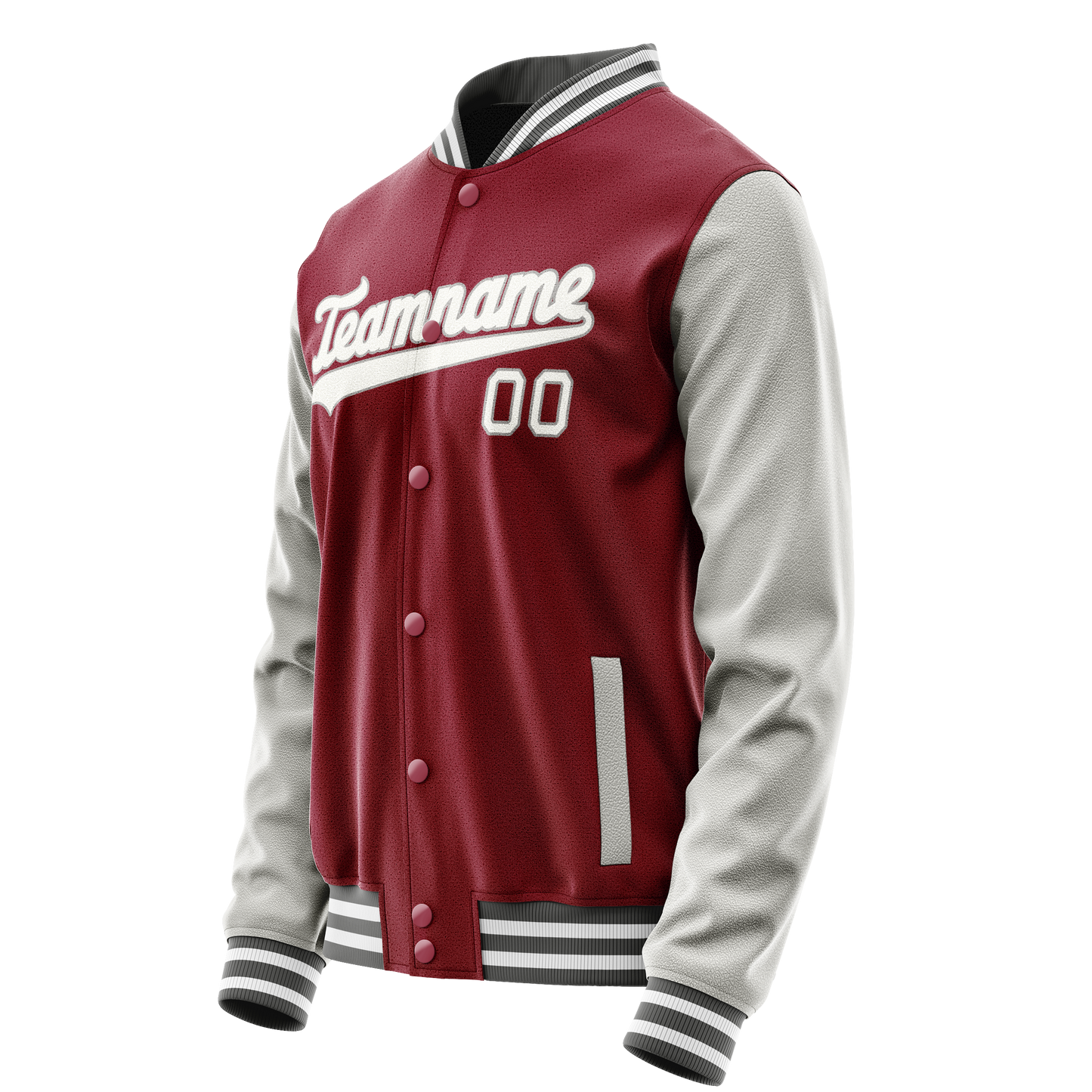 Custom Crimson Gray Solid Color Varsity Letterman Jacket