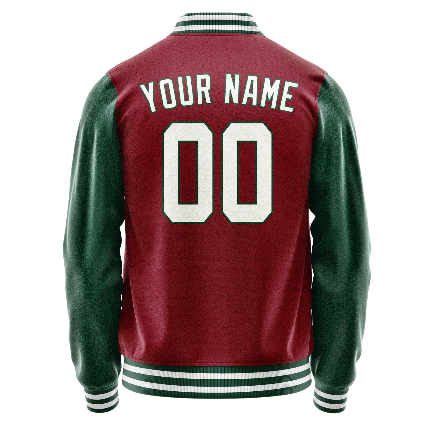 Custom Crimson Kelly-Green Solid Color Varsity Letterman Jacket