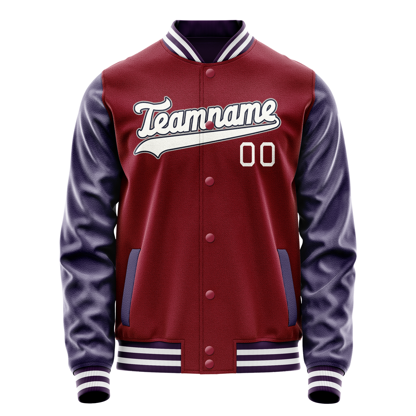 Custom Crimson Navy Solid Color Varsity Letterman Jacket