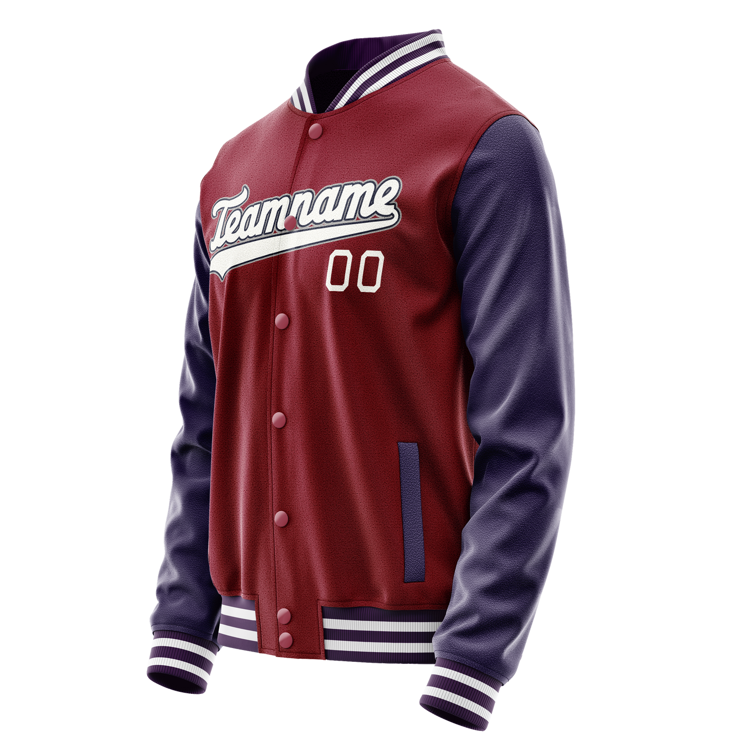 Custom Crimson Navy Solid Color Varsity Letterman Jacket