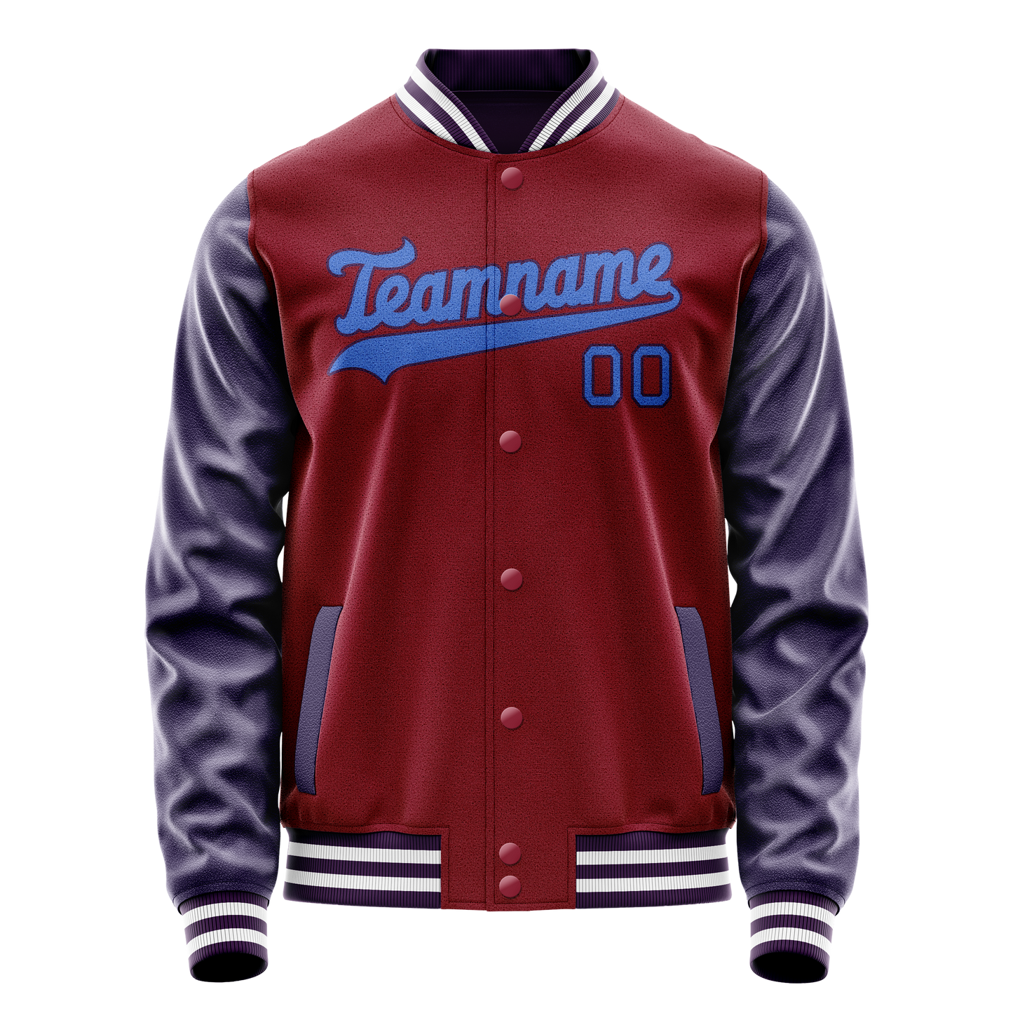 Custom Crimson Navy Solid Color Varsity Letterman Jacket