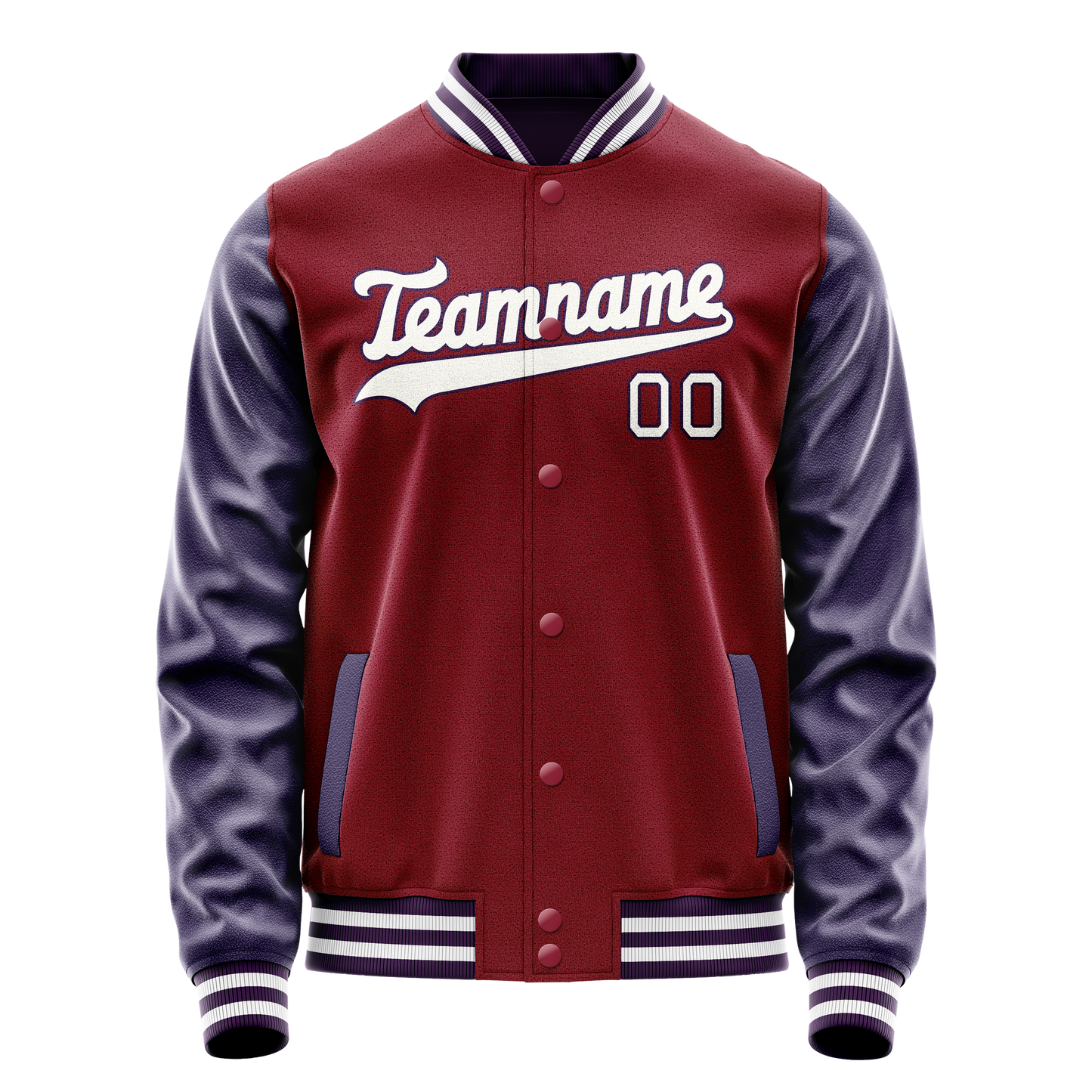 Custom Crimson Navy Solid Color Varsity Letterman Jacket