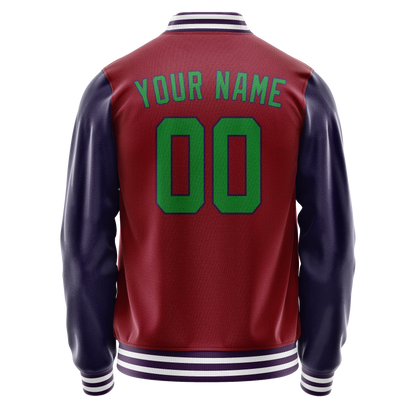 Custom Crimson Navy Solid Color Varsity Letterman Jacket