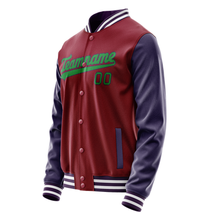 Custom Crimson Navy Solid Color Varsity Letterman Jacket