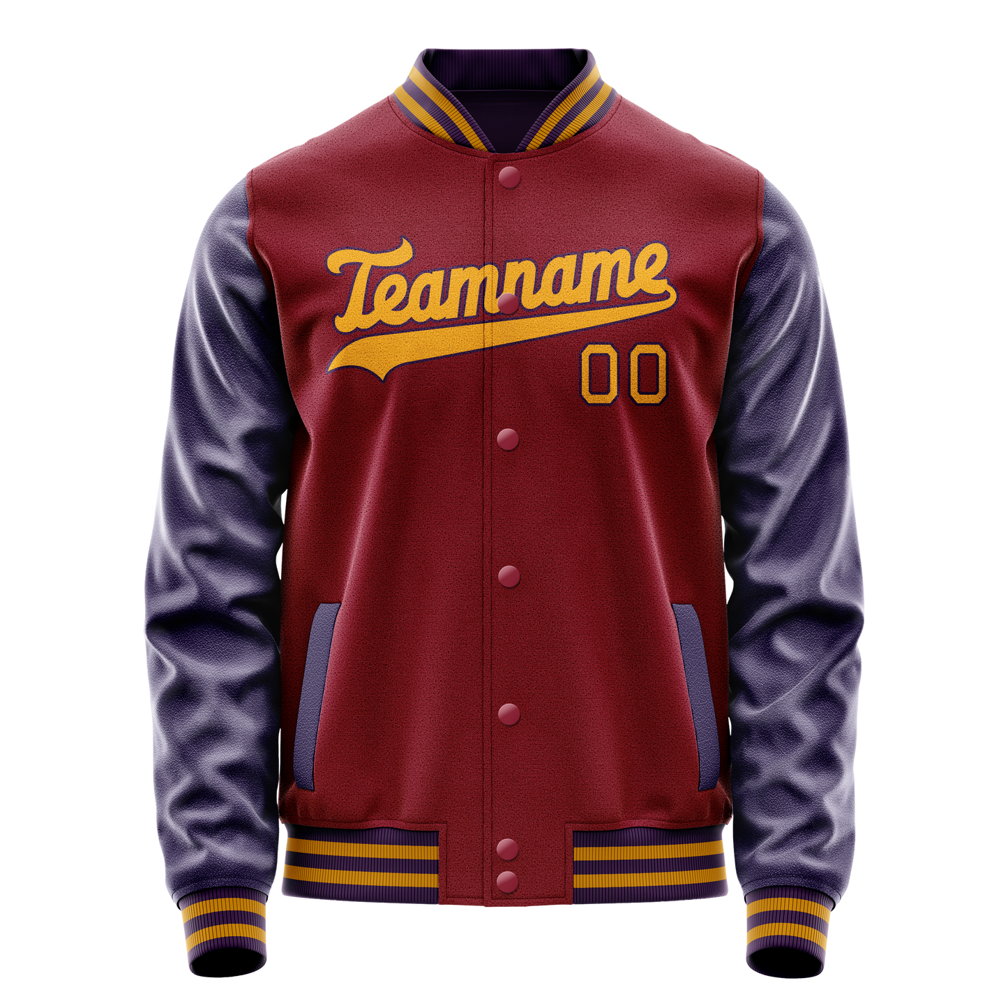 Custom Crimson Navy Solid Color Varsity Letterman Jacket