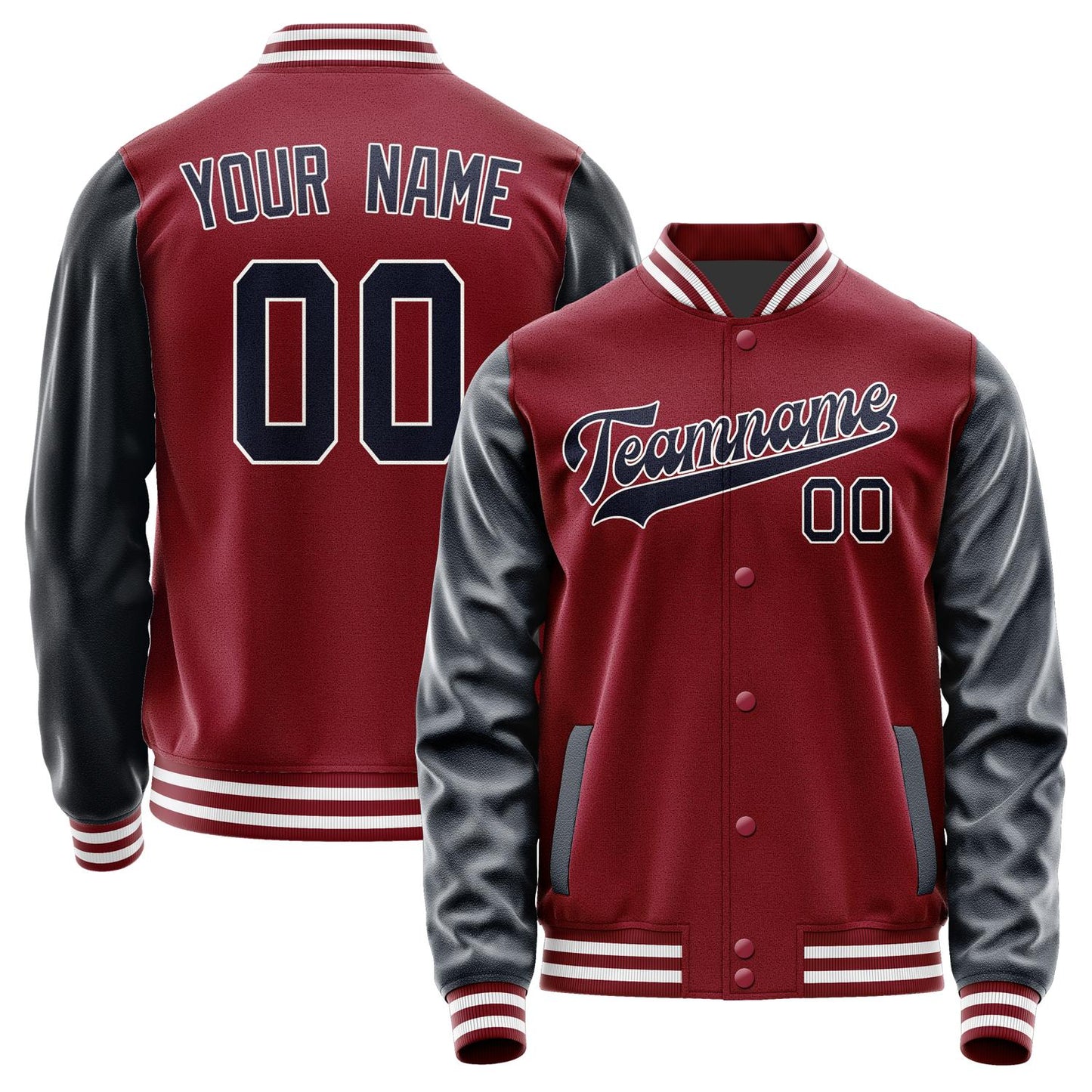 Custom Crimson Red Navy Jacket JA1515111518B31811