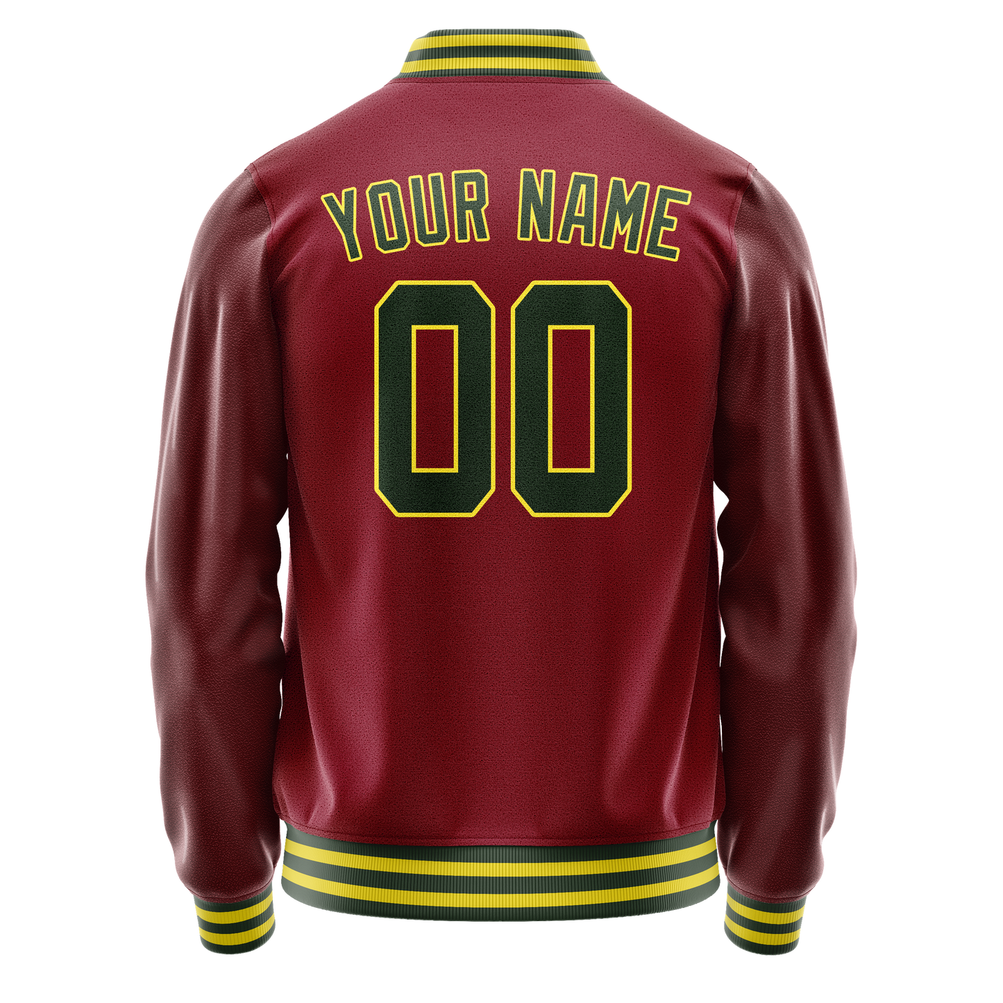 Custom Crimson Kelly-Green Solid Color Varsity Letterman Jacket