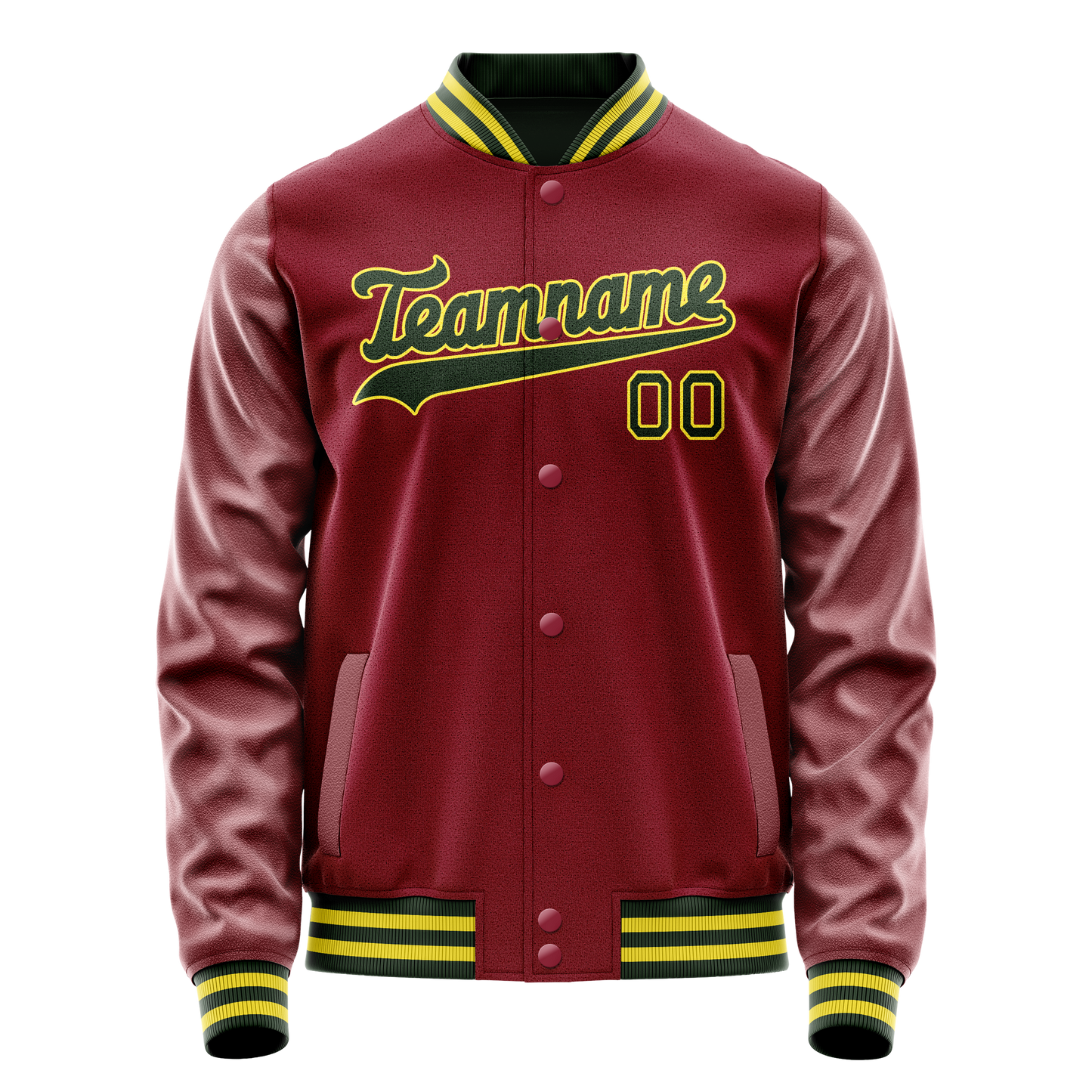 Custom Crimson Kelly-Green Solid Color Varsity Letterman Jacket