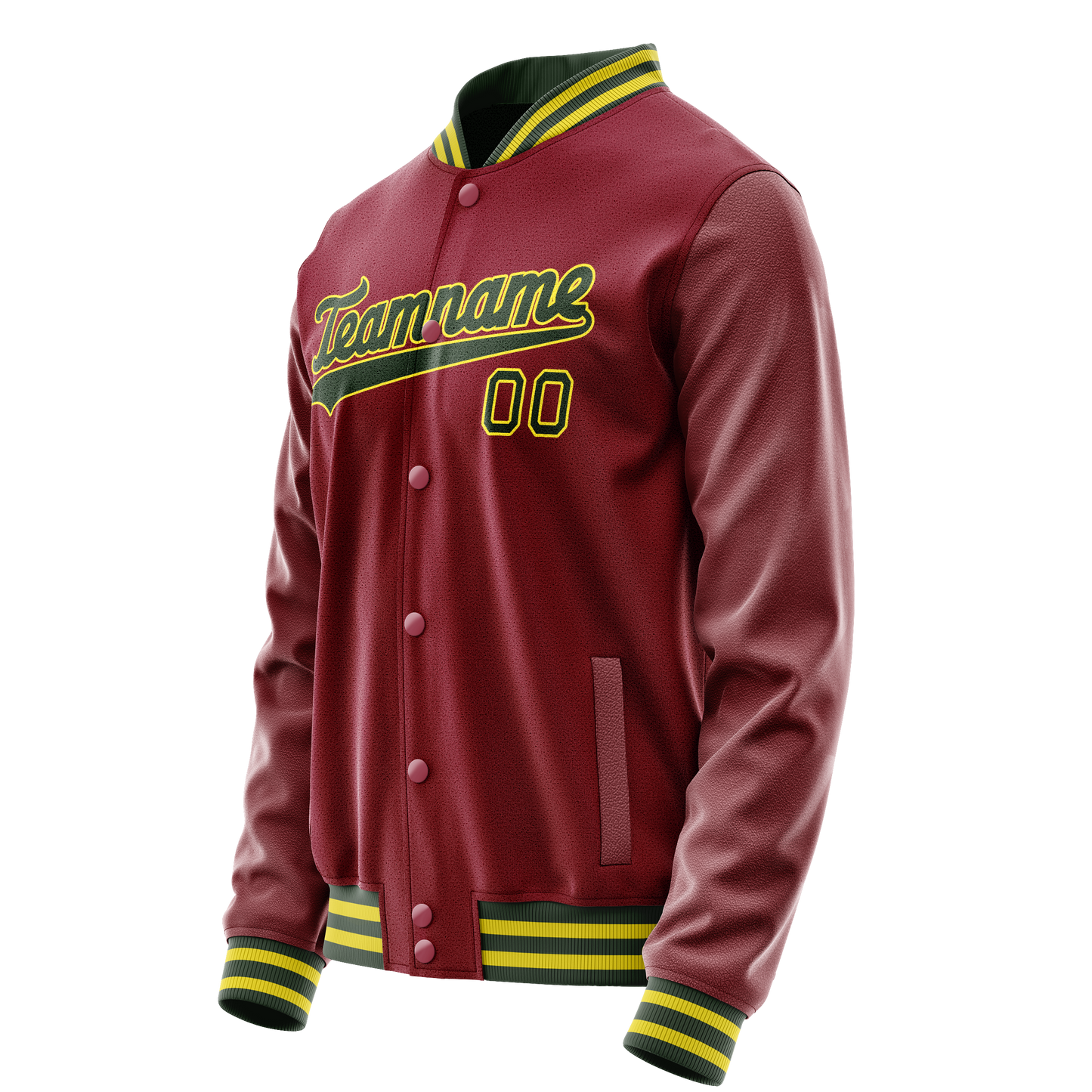 Custom Crimson Kelly-Green Solid Color Varsity Letterman Jacket