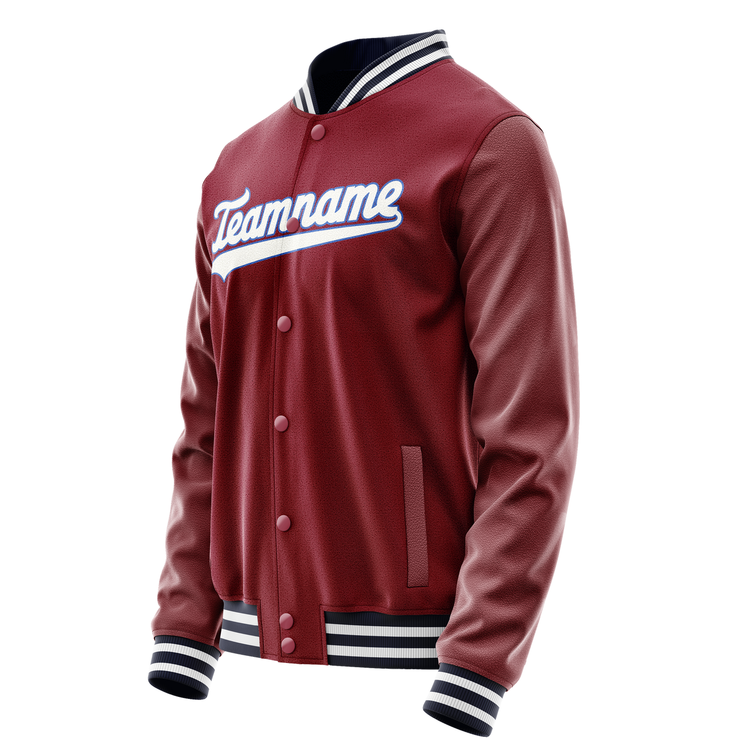 Custom Crimson White Solid Color Varsity Letterman Jacket