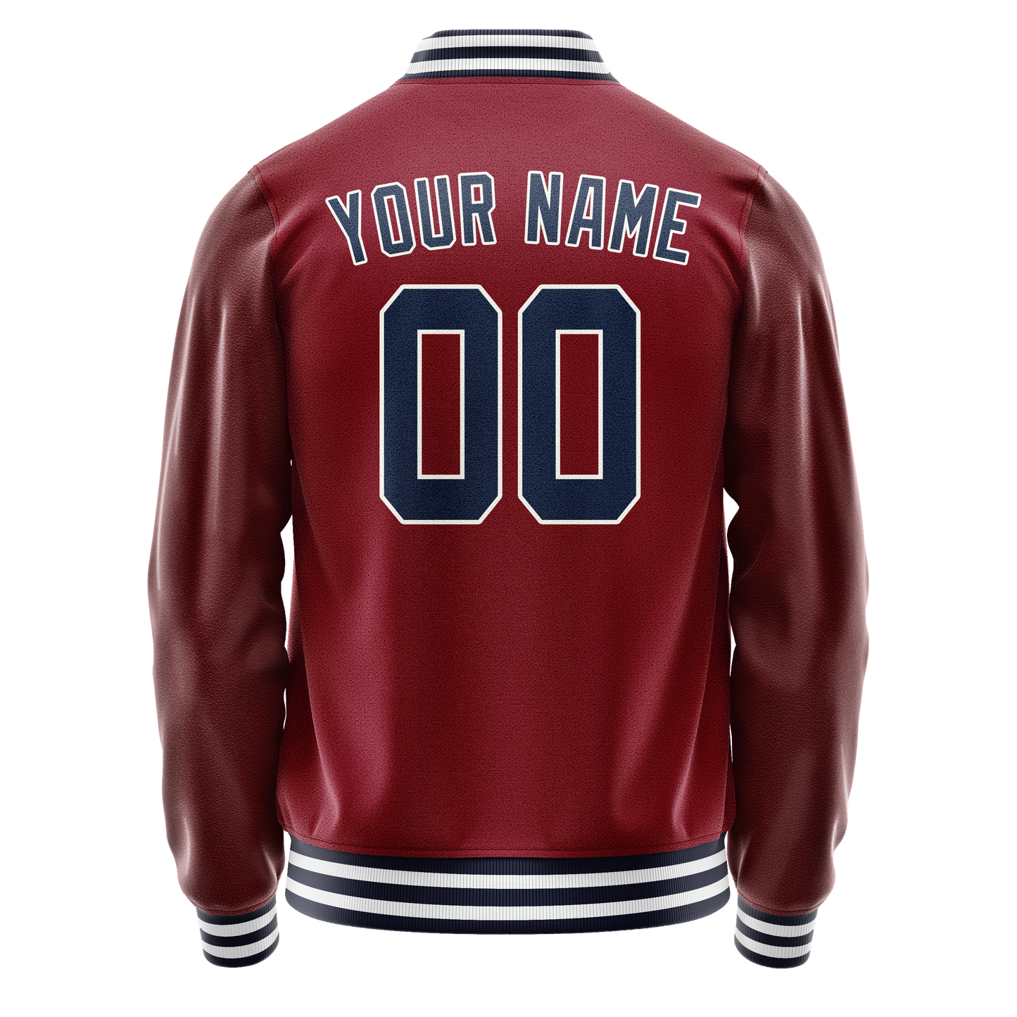 Custom Crimson Navy Solid Color Varsity Letterman Jacket