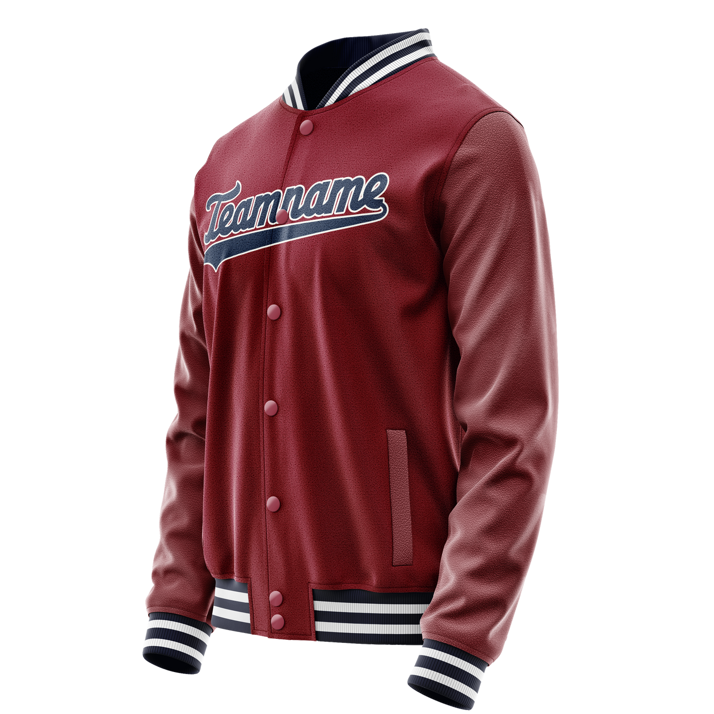 Custom Crimson Navy Solid Color Varsity Letterman Jacket