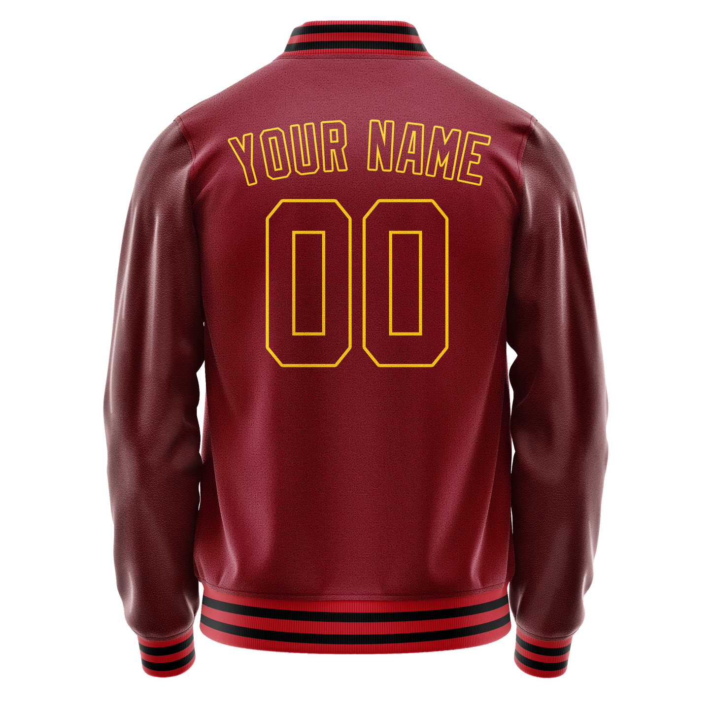 Custom Crimson Gold Solid Color Varsity Letterman Jacket