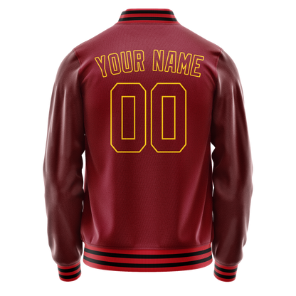 Custom Crimson Gold Solid Color Varsity Letterman Jacket