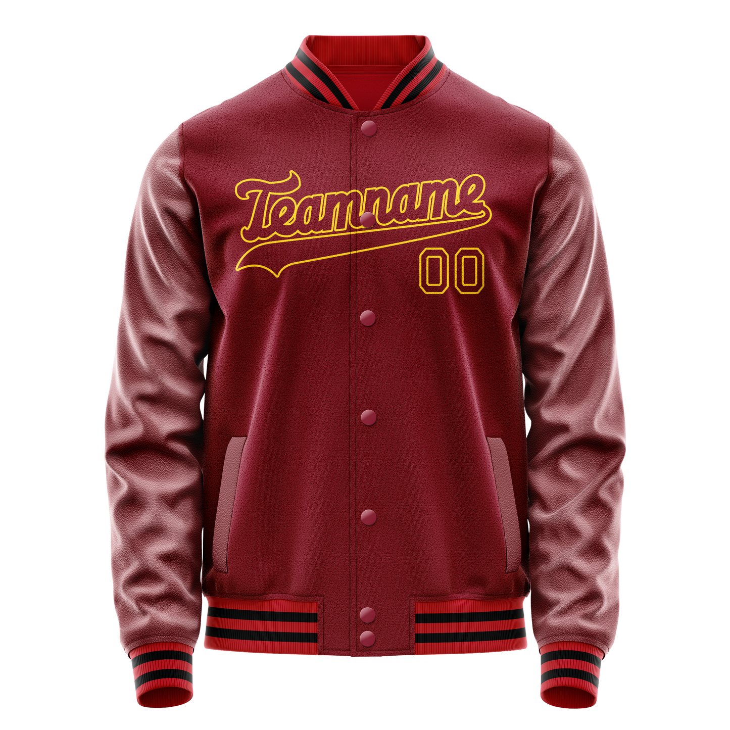 Custom Crimson Gold Solid Color Varsity Letterman Jacket