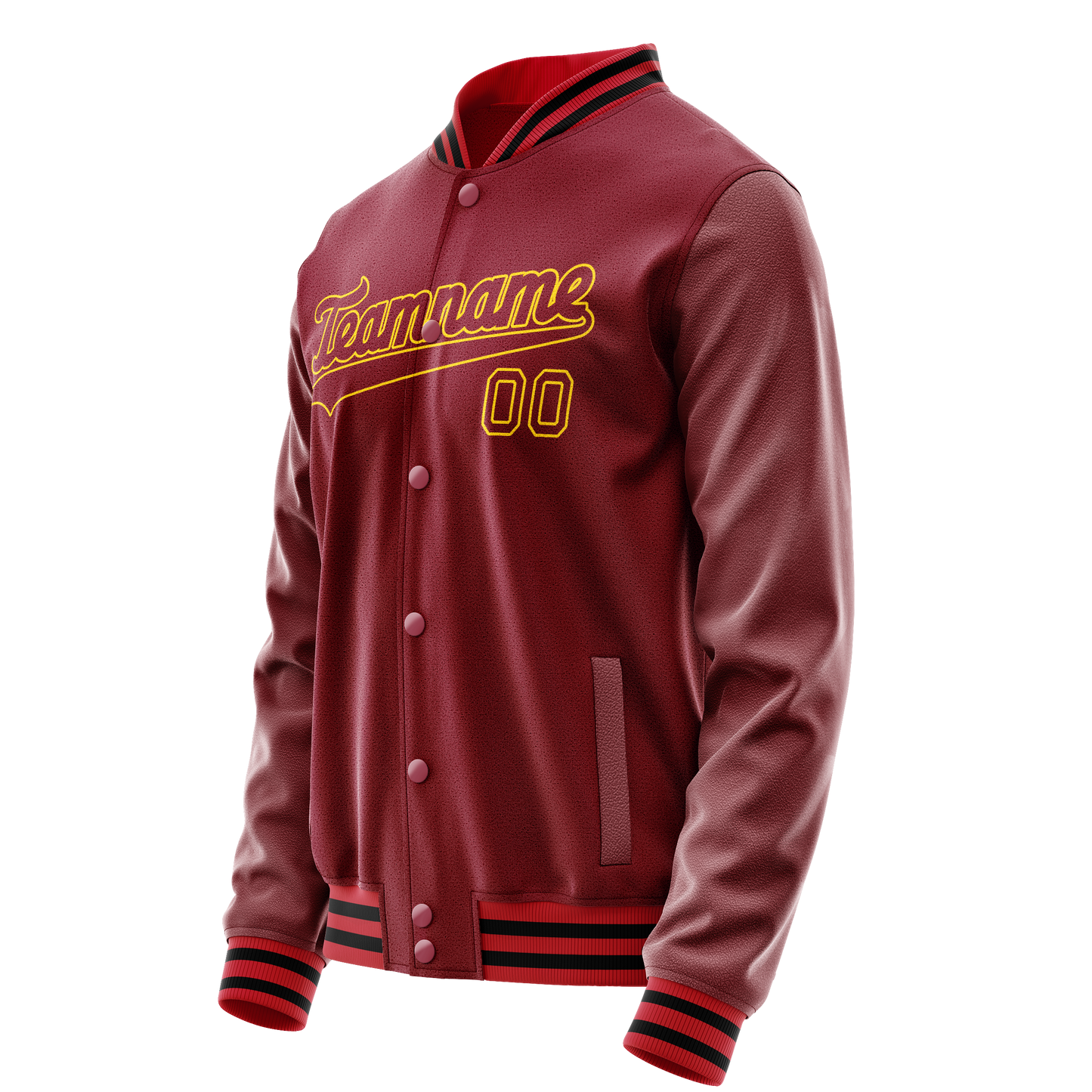 Custom Crimson Gold Solid Color Varsity Letterman Jacket