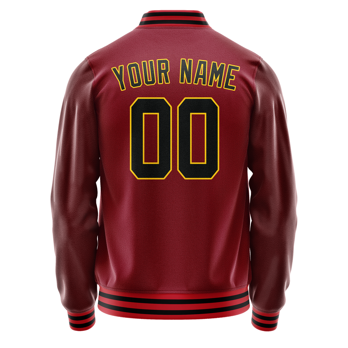 Custom Crimson Black Solid Color Varsity Letterman Jacket