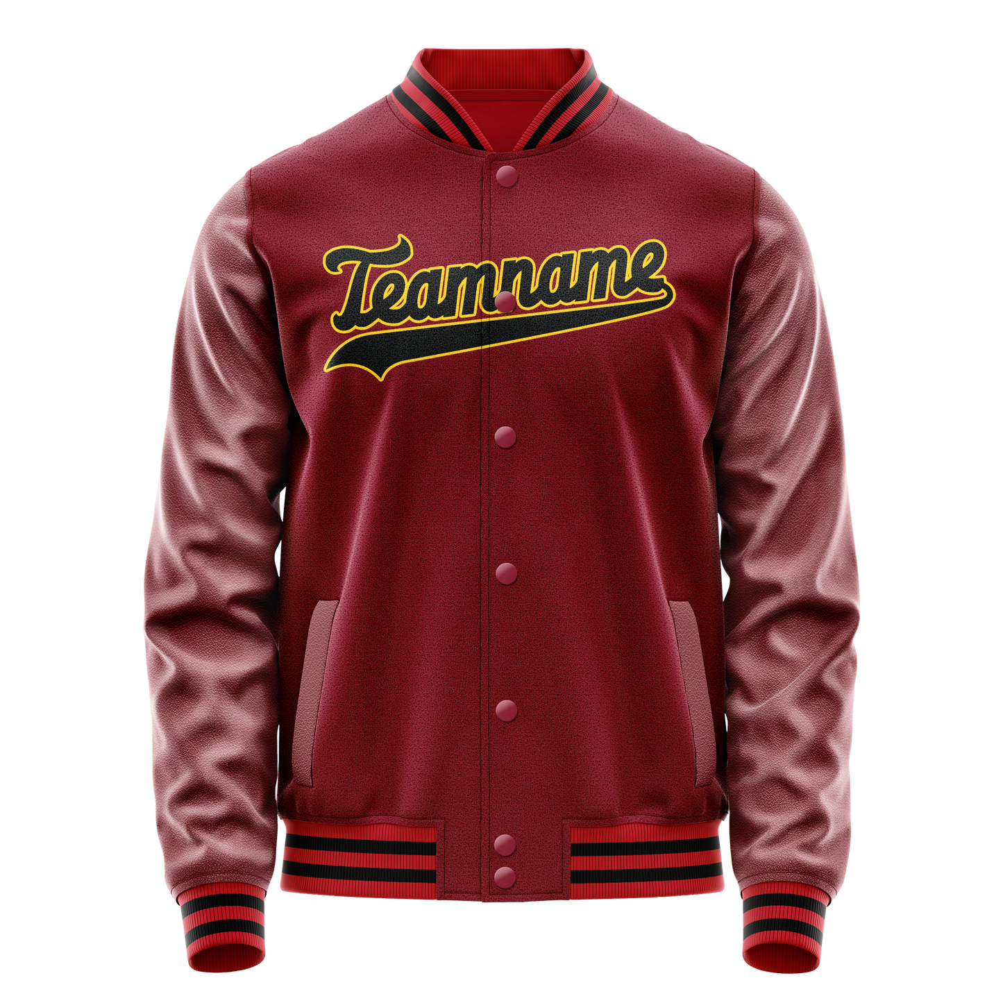 Custom Crimson Black Solid Color Varsity Letterman Jacket