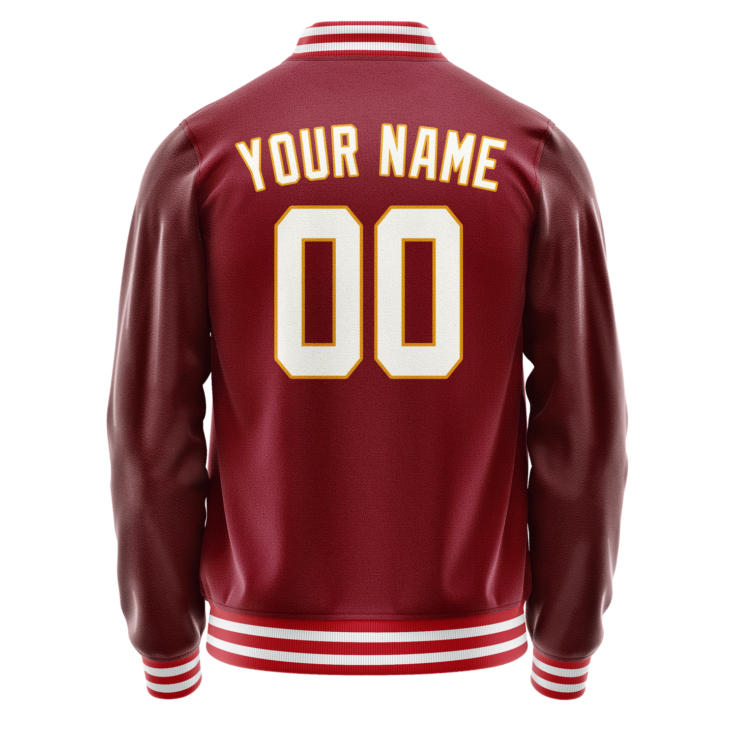 Custom Crimson White Solid Color Varsity Letterman Jacket