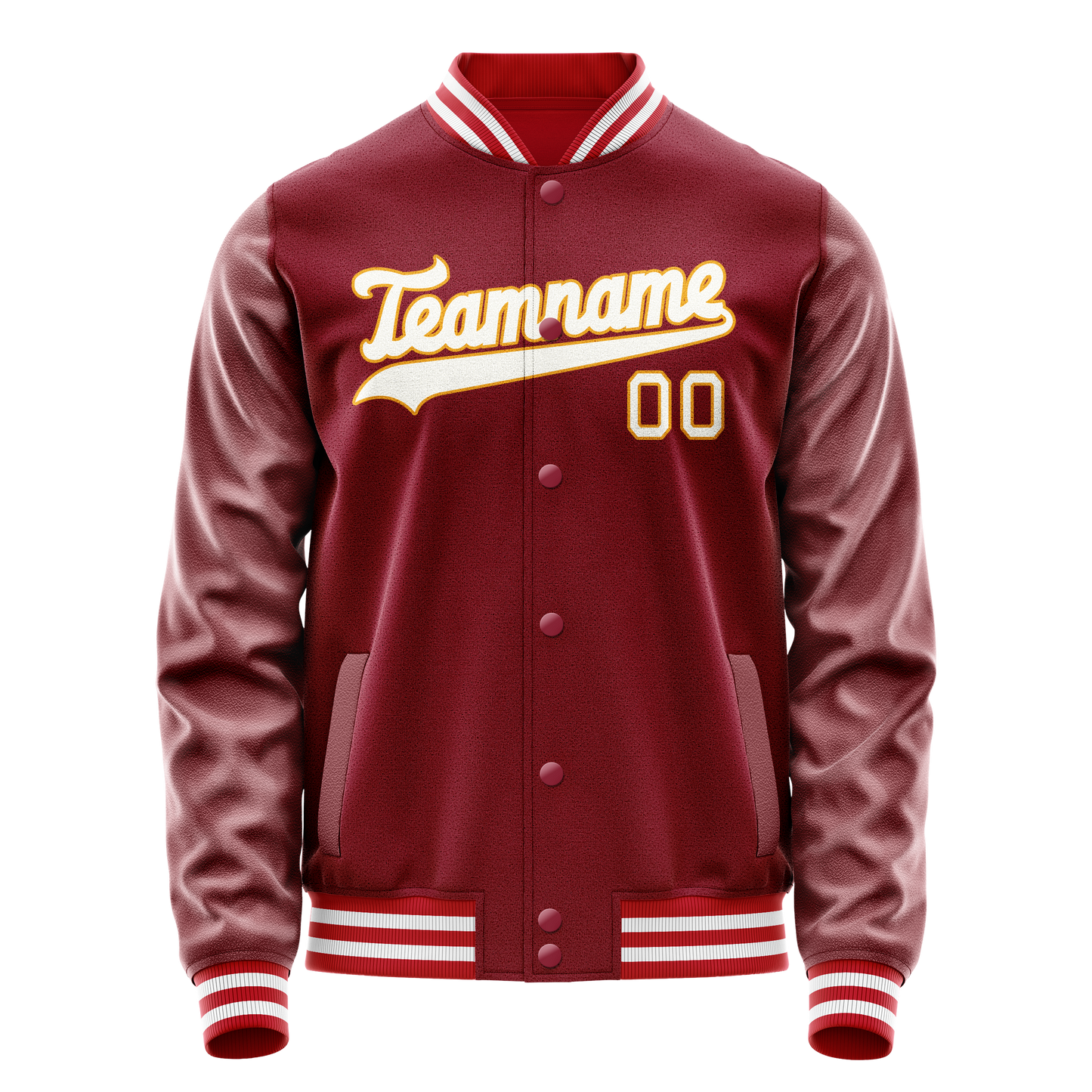 Custom Crimson White Solid Color Varsity Letterman Jacket